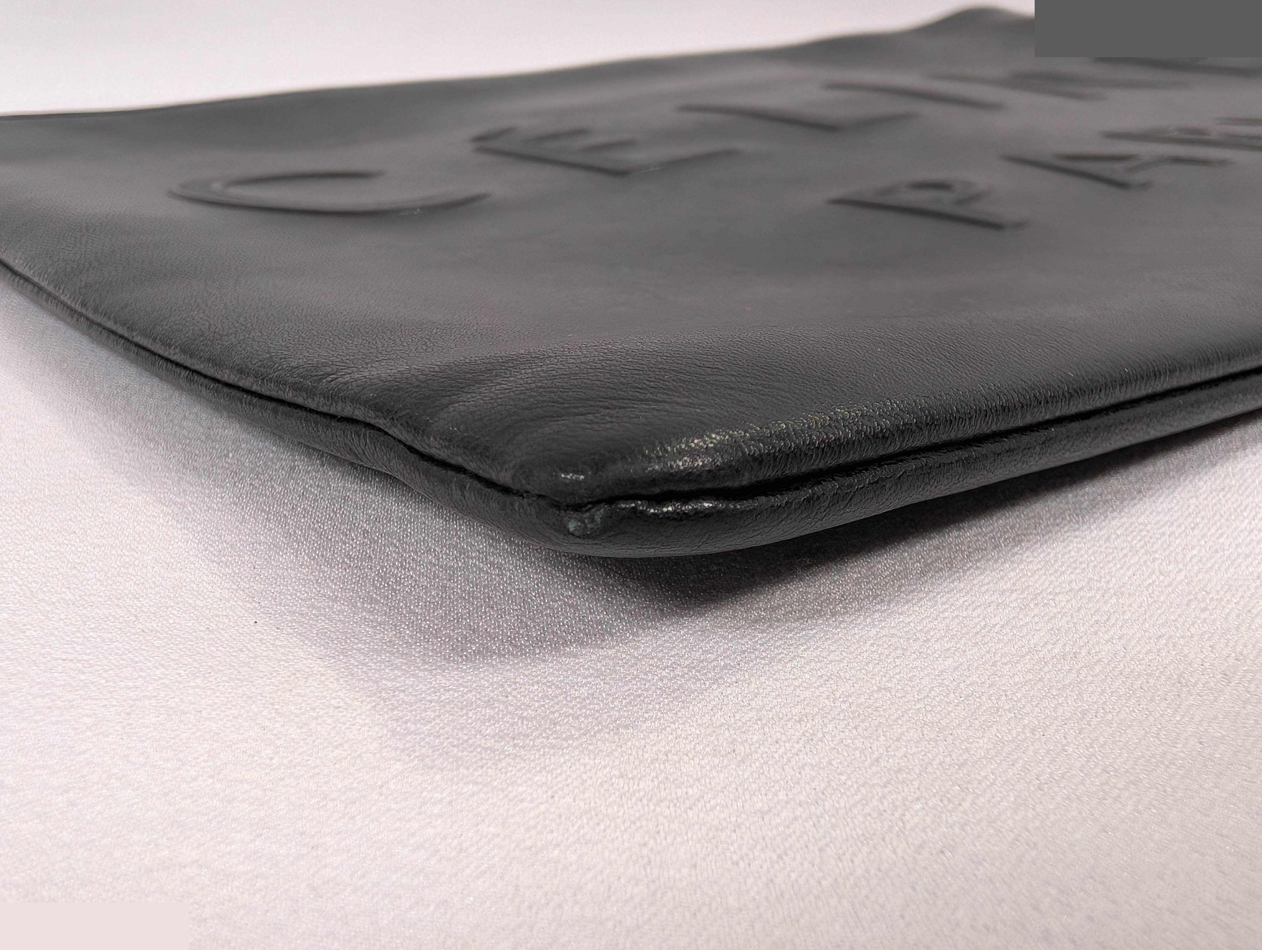 Leather CELINE logo clutch bag, black — view 4
