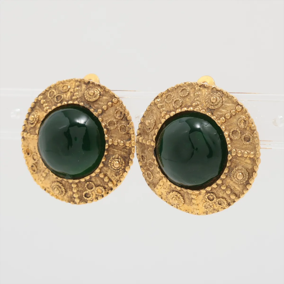 2309 earrings (for both ears) GP gold x green — view 3