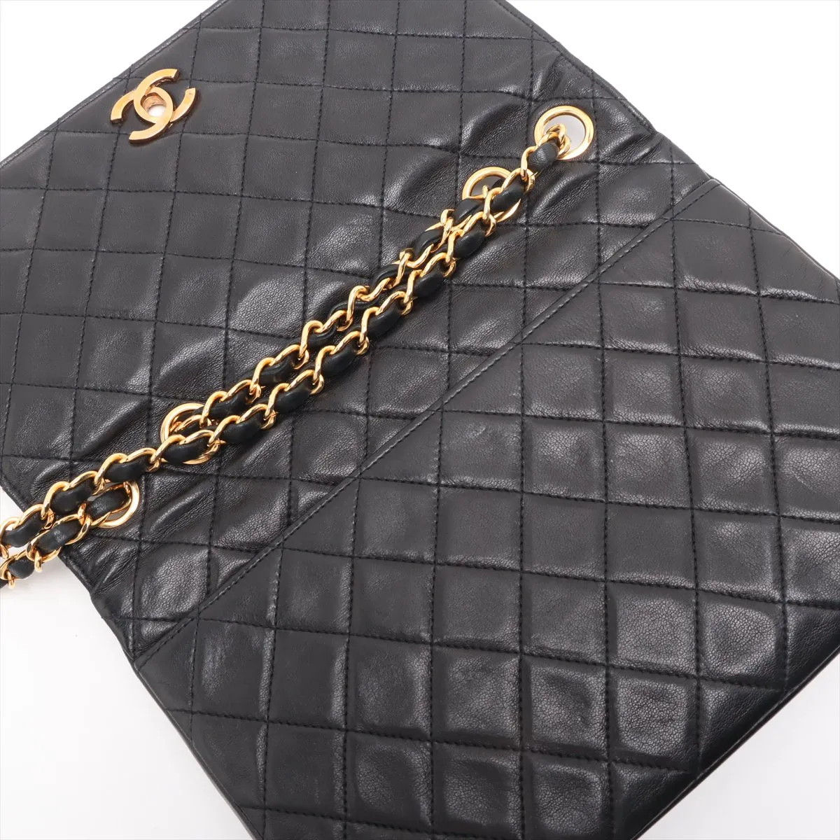 Matelasse Lambskin Single Flap Double Chain Bag Black Gold Hardware 0262153 Series 0 — view 13
