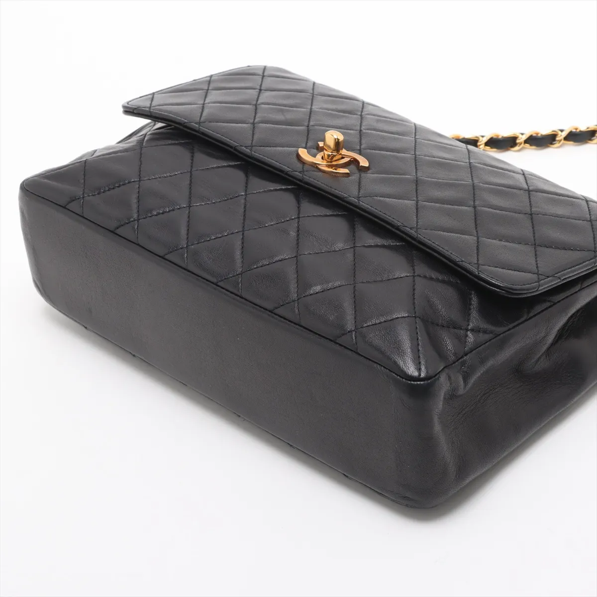 Matelasse Lambskin Single Flap Double Chain Bag Black Gold Hardware 0262153 Series 0 — view 3