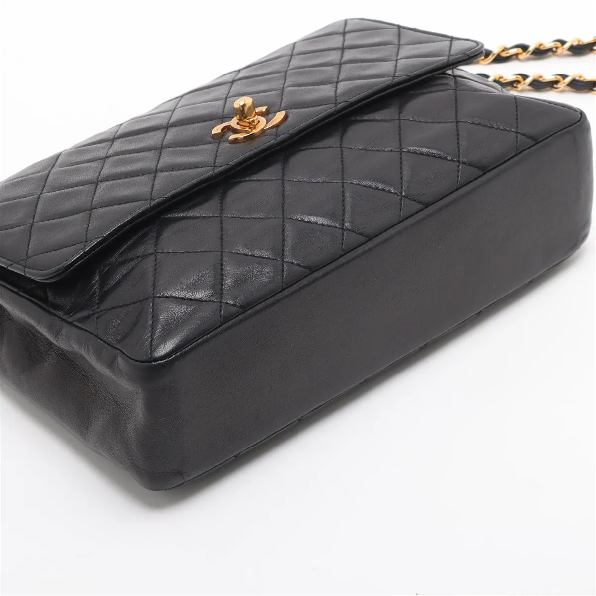 Matelasse Lambskin Single Flap Double Chain Bag Black Gold Hardware 0262153 Series 0 — view 4