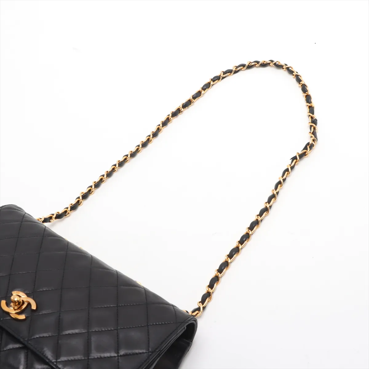 Matelasse Lambskin Single Flap Double Chain Bag Black Gold Hardware 0262153 Series 0 — view 5