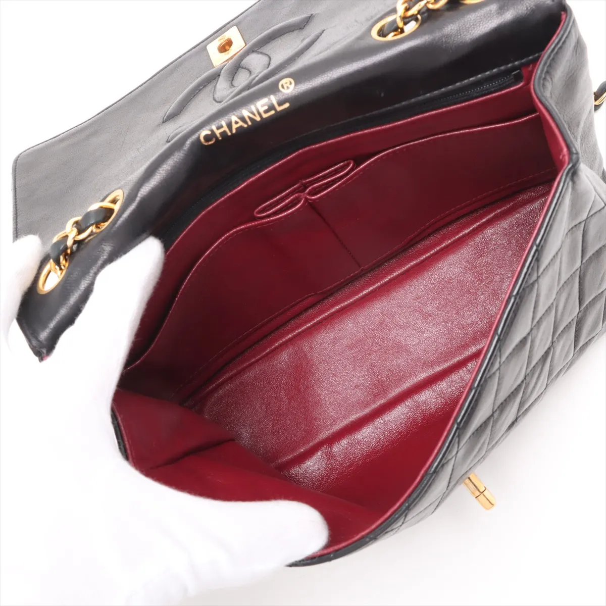 Matelasse Lambskin Single Flap Double Chain Bag Black Gold Hardware 0262153 Series 0 — view 6