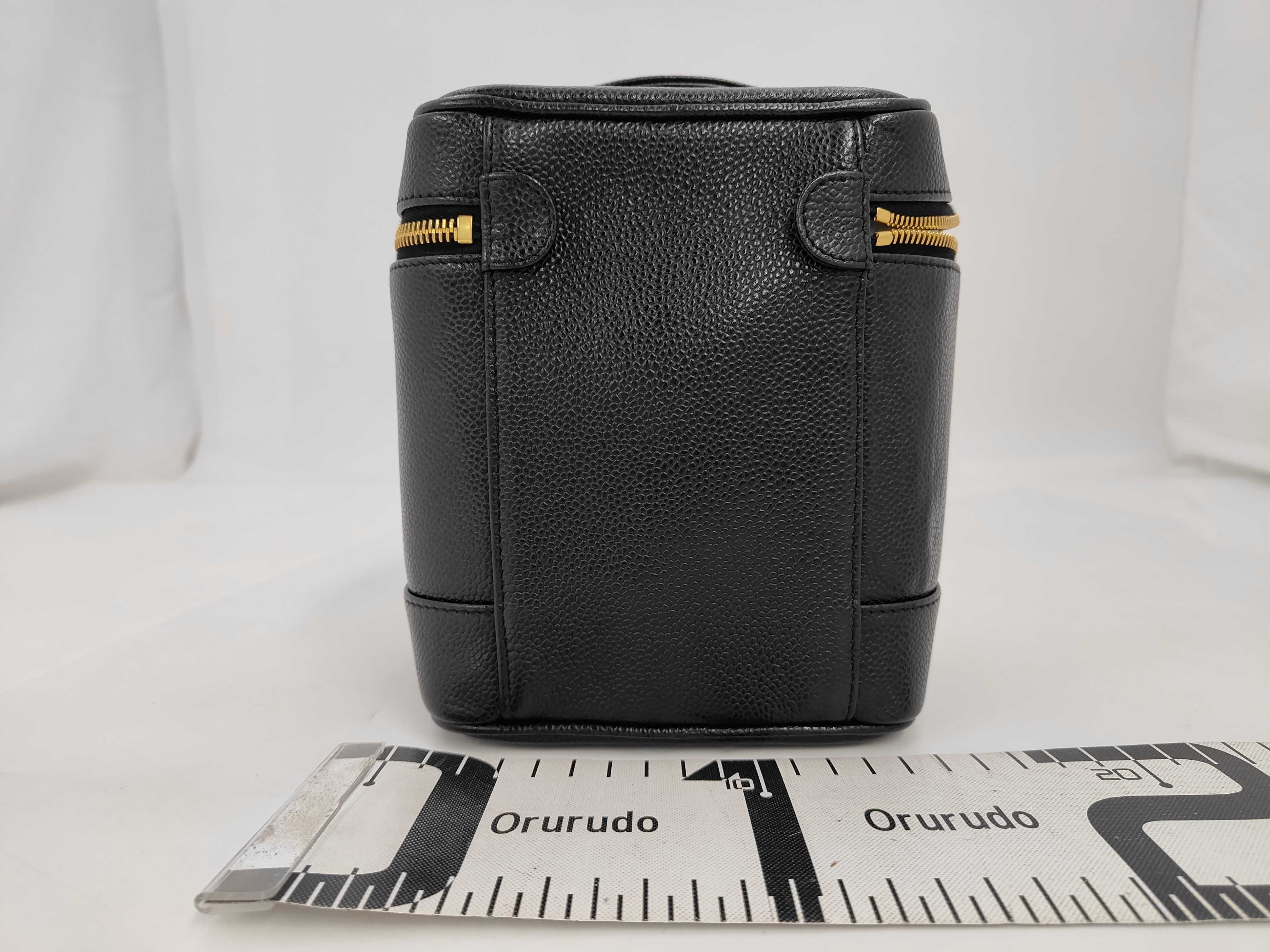 Coco Mark Caviar Leather Black Gold Hardware Vanity Bag — view 2