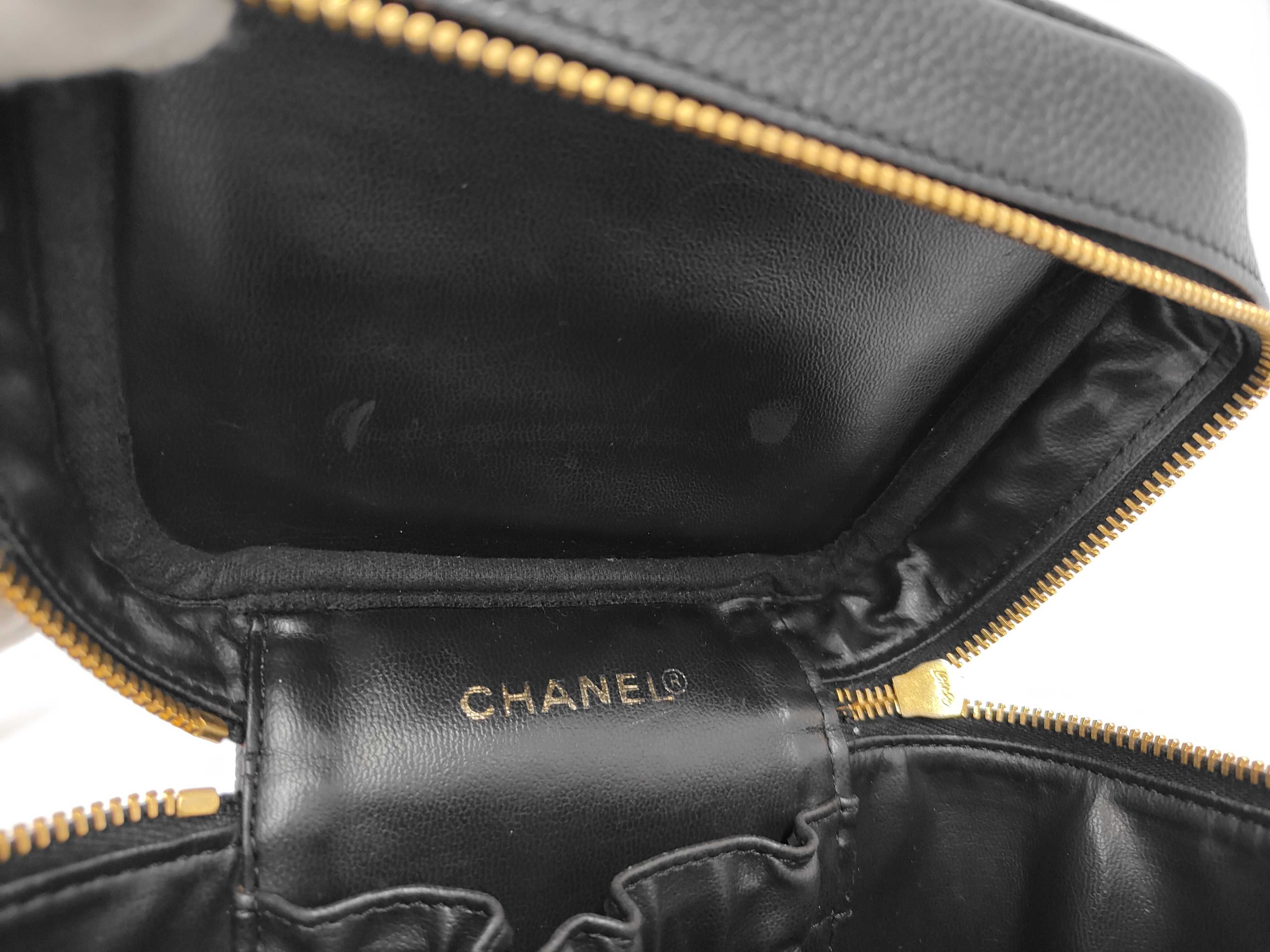 Coco Mark Caviar Leather Black Gold Hardware Vanity Bag — view 5