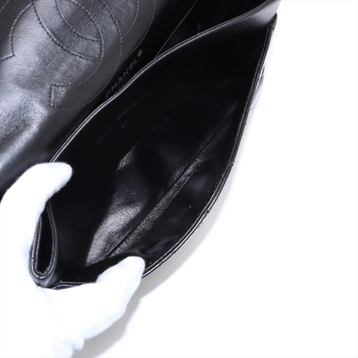 Matelasse 2.55 Patent leather double flap double chain bag black silver hardware 14966940 14th series — view 8