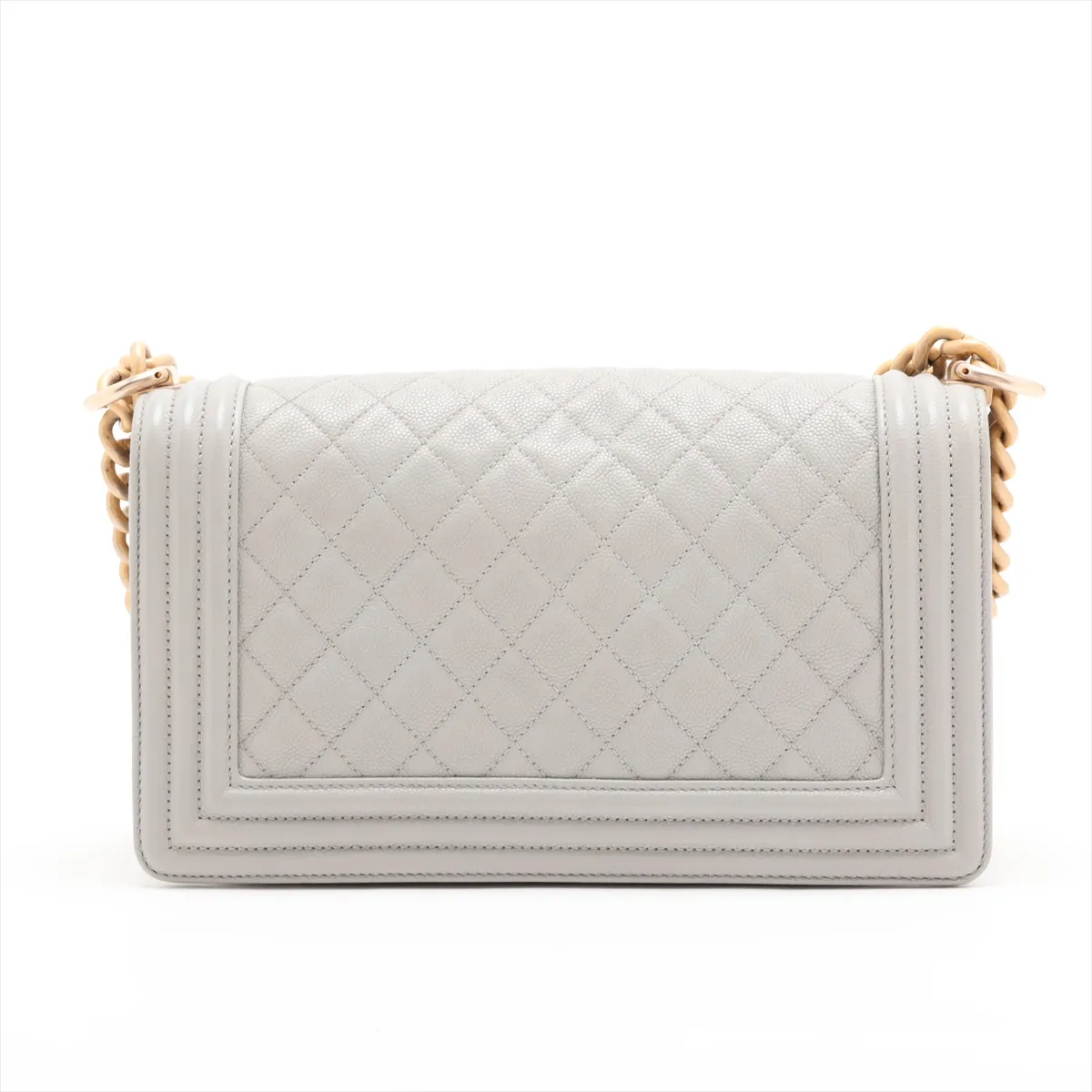 Boy Chanel 25 Caviar Skin Chain Shoulder Bag, Gray with Gold Hardware, 25477429, Serial Number 25-series, A67086 — view 2