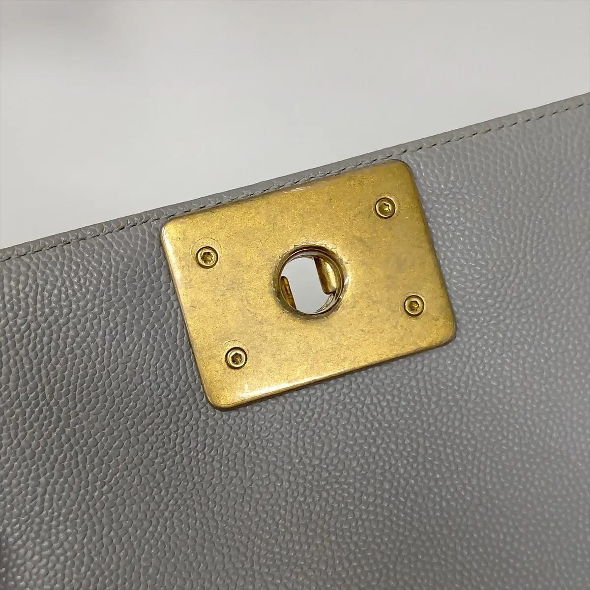 Boy Chanel 25 Caviar Skin Chain Shoulder Bag, Gray with Gold Hardware, 25477429, Serial Number 25-series, A67086 — view 13