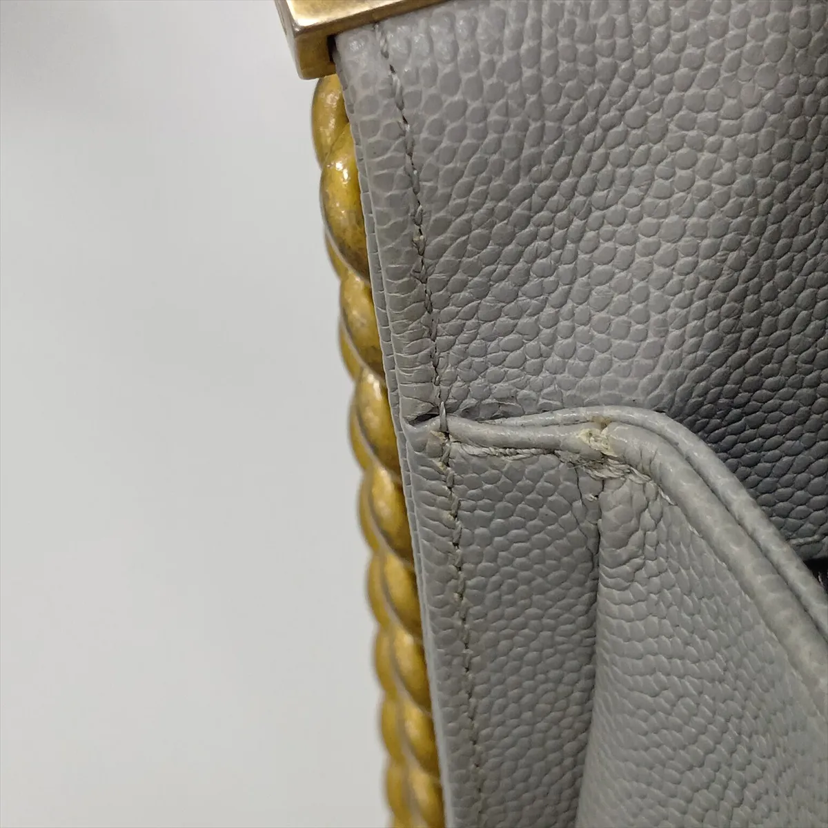 Boy Chanel 25 Caviar Skin Chain Shoulder Bag, Gray with Gold Hardware, 25477429, Serial Number 25-series, A67086 — view 14
