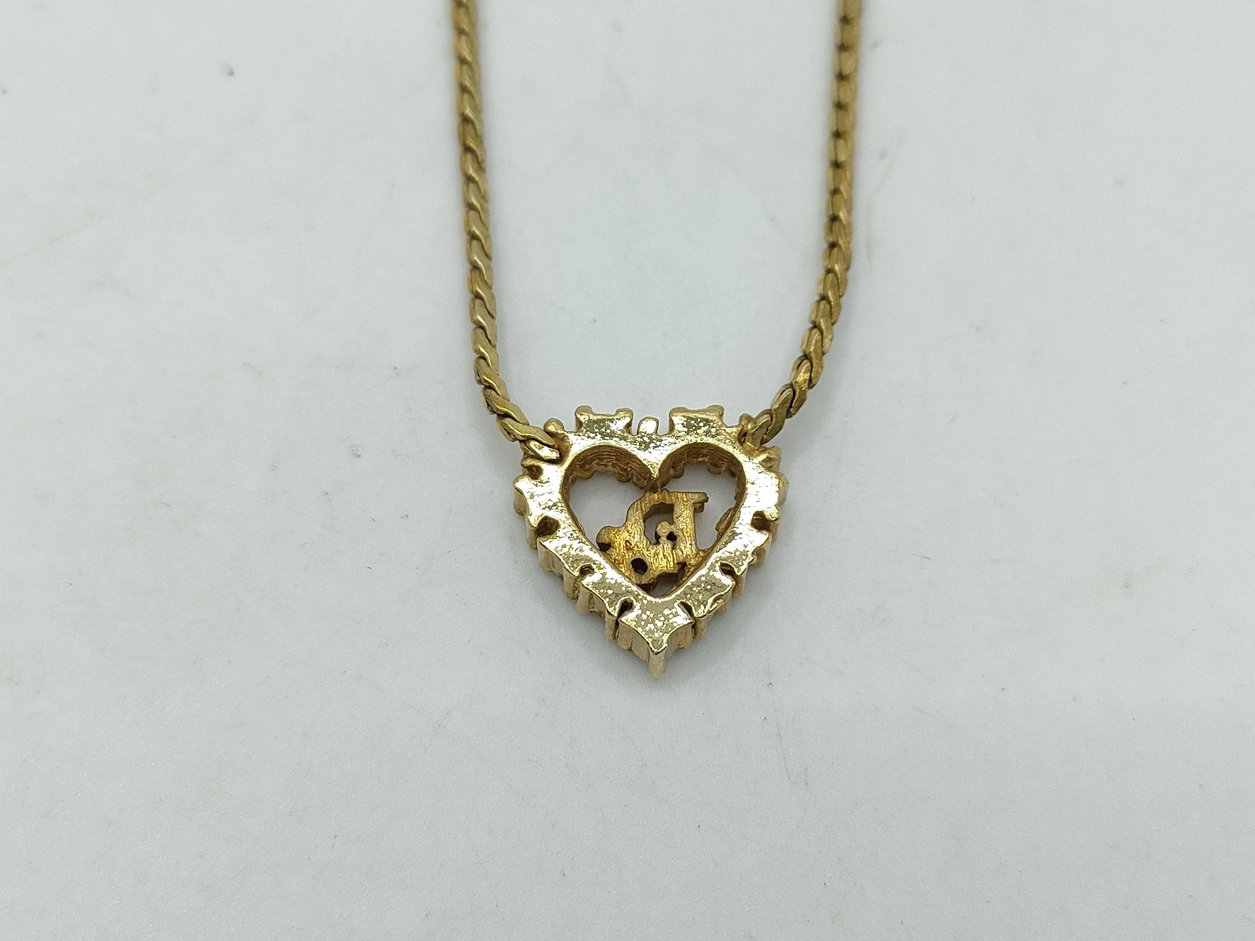 Rhinestone Necklace, Logo, Heart Shape, Gold Necklace — view 2