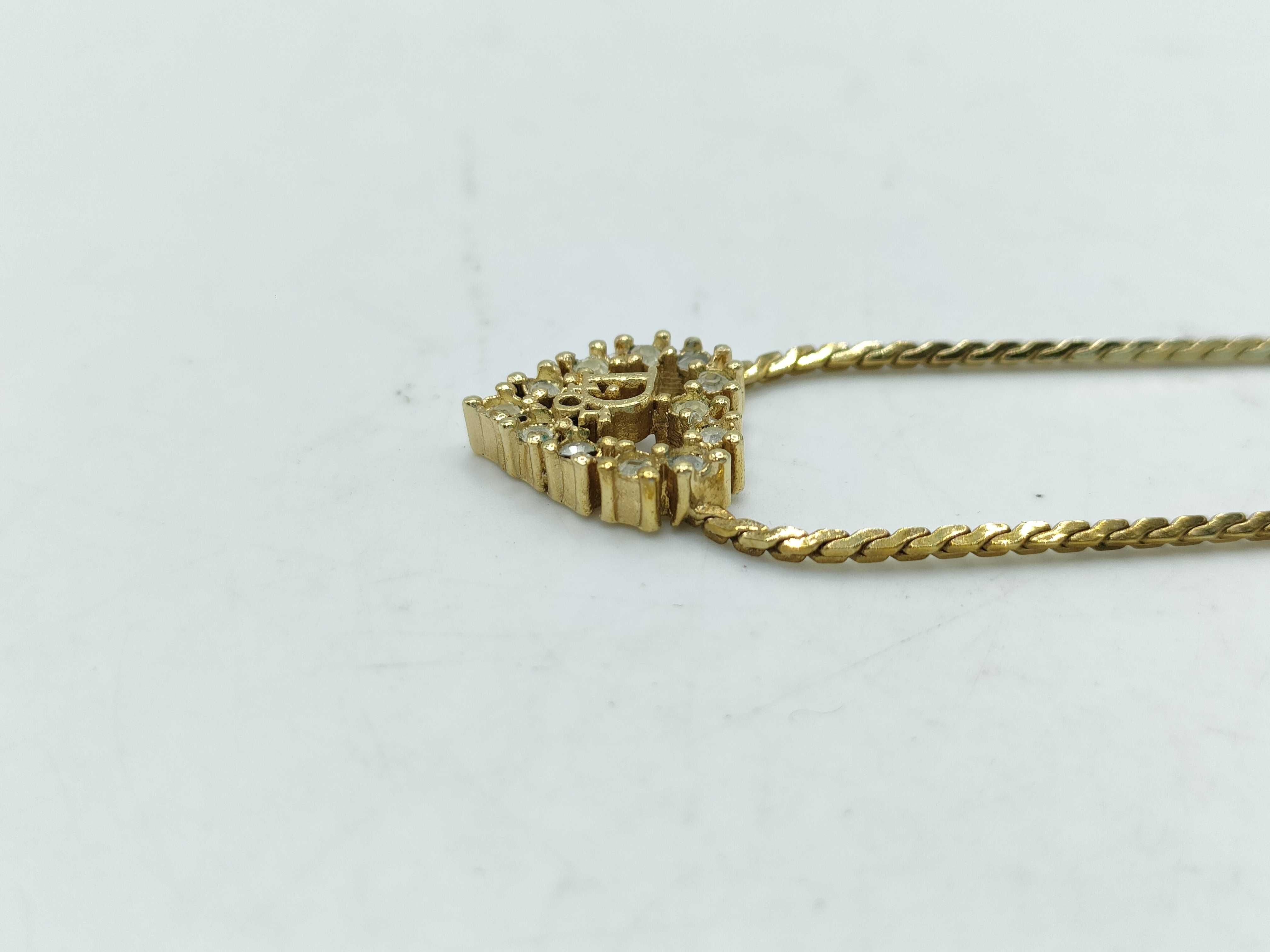 Rhinestone Necklace, Logo, Heart Shape, Gold Necklace — view 3