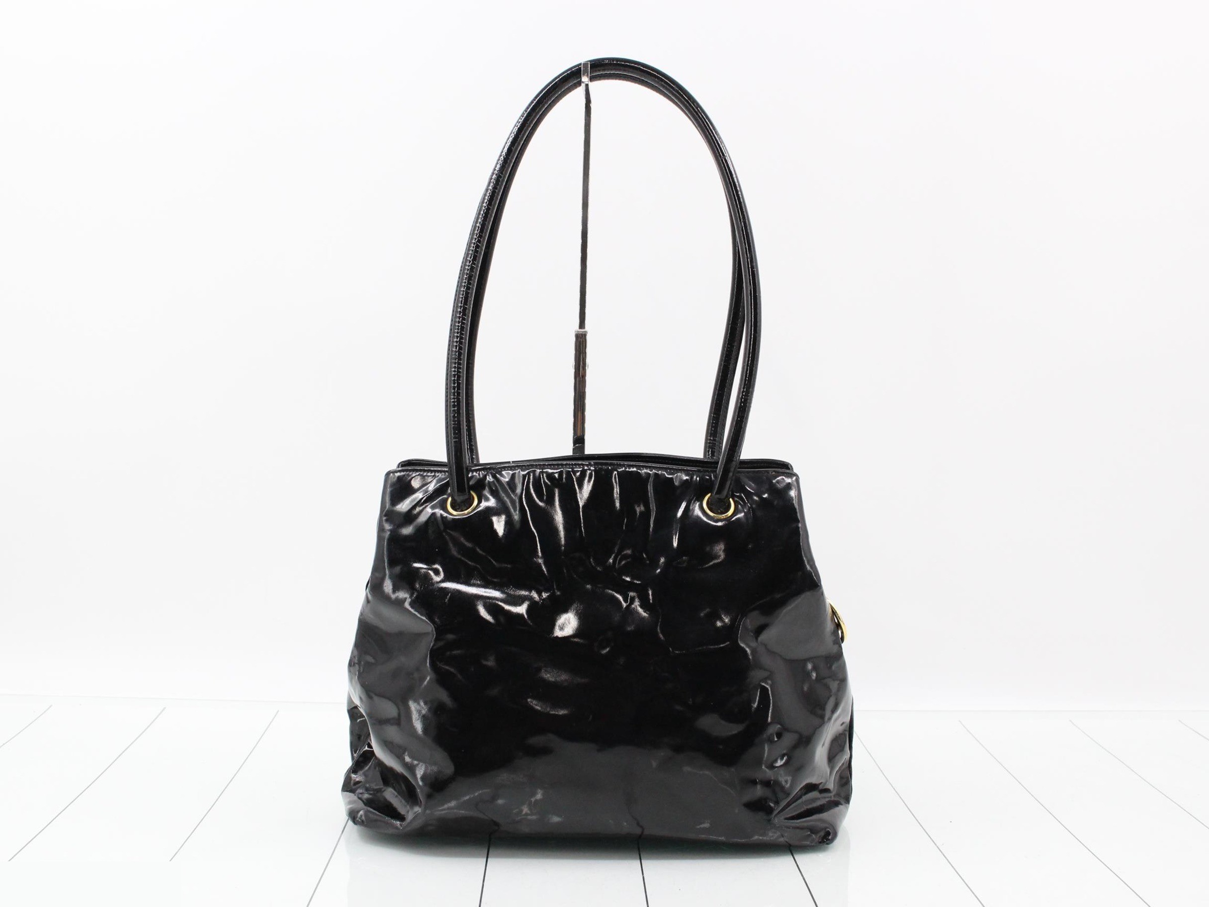 Enamel Coco Mark Semi-Shoulder Bag, Black — view 2