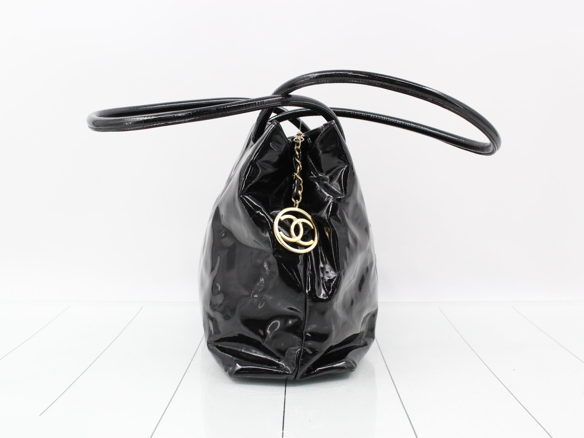 Enamel Coco Mark Semi-Shoulder Bag, Black — view 4