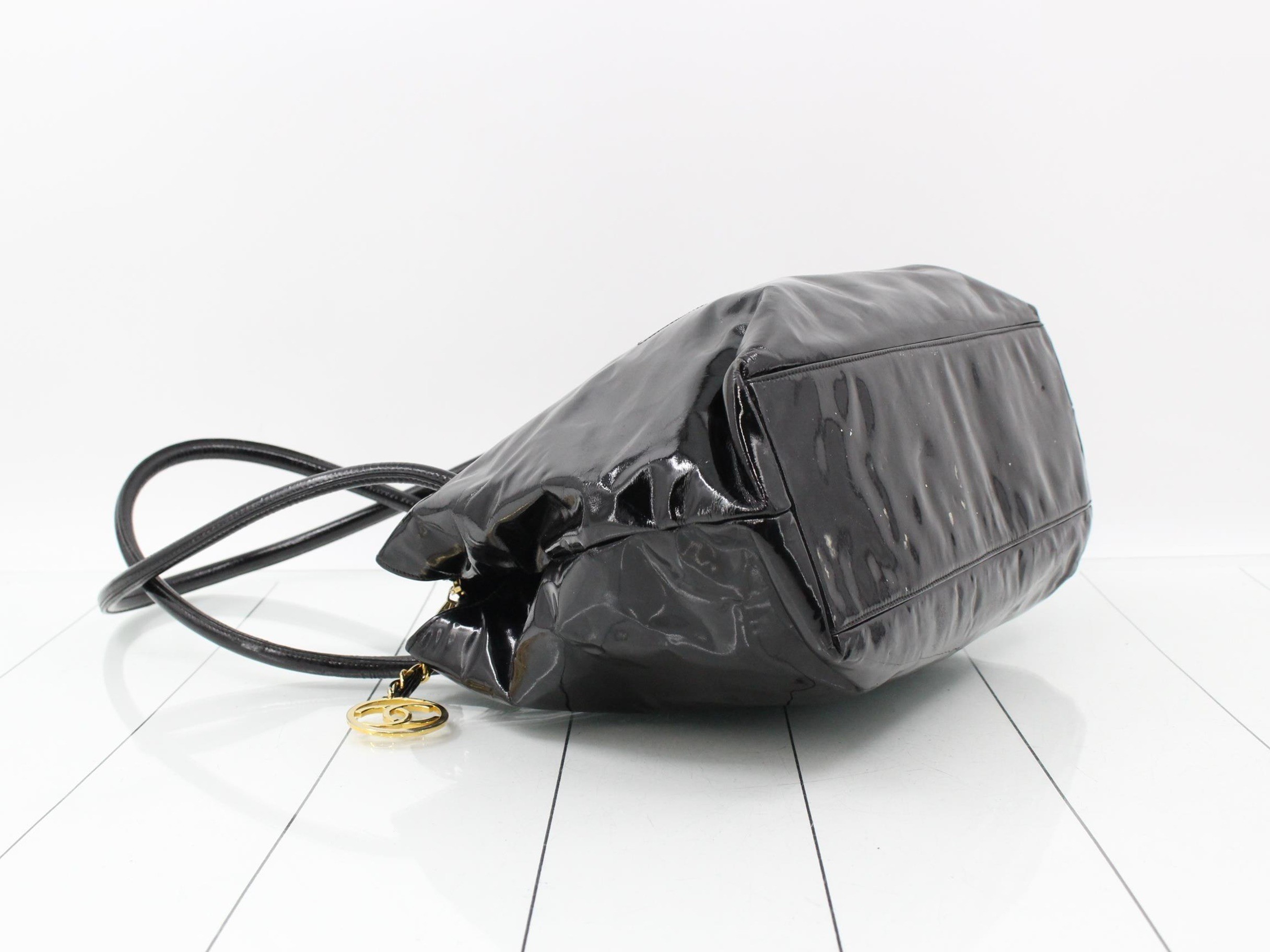 Enamel Coco Mark Semi-Shoulder Bag, Black — view 5