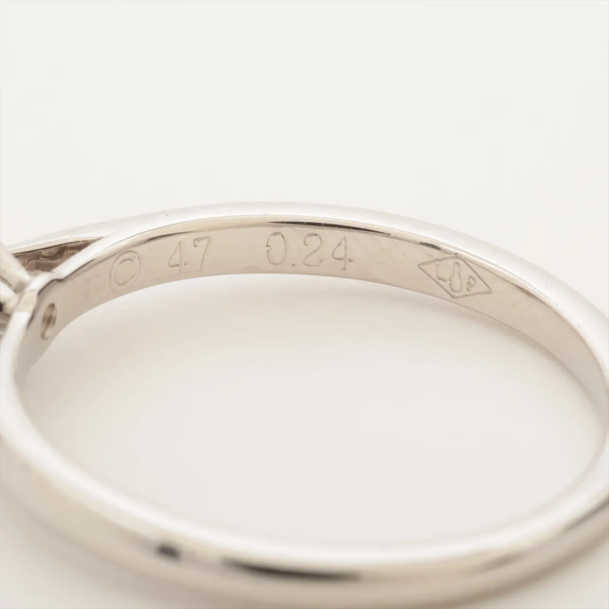 Solitaire 1895 Diamond Ring Pt950 2.3g 0.24 F VS1 VG NONE 47 C017022 Faint engraving Hallmark almost disappeared — view 3