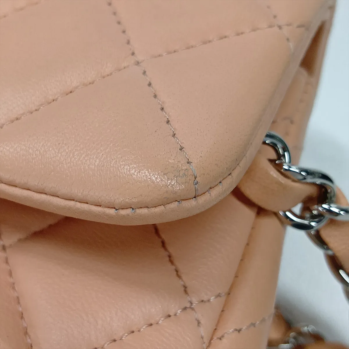 Mini Matelassé 20 Lambskin Single Flap Single Chain Bag, Pink Beige, Silver Hardware, 29432882, Serial Number 29-series, A69900 — view 13