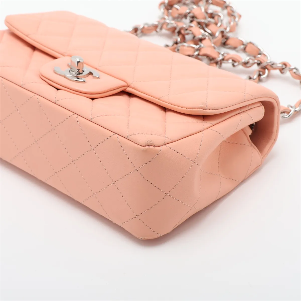 Mini Matelassé 20 Lambskin Single Flap Single Chain Bag, Pink Beige, Silver Hardware, 29432882, Serial Number 29-series, A69900 — view 3