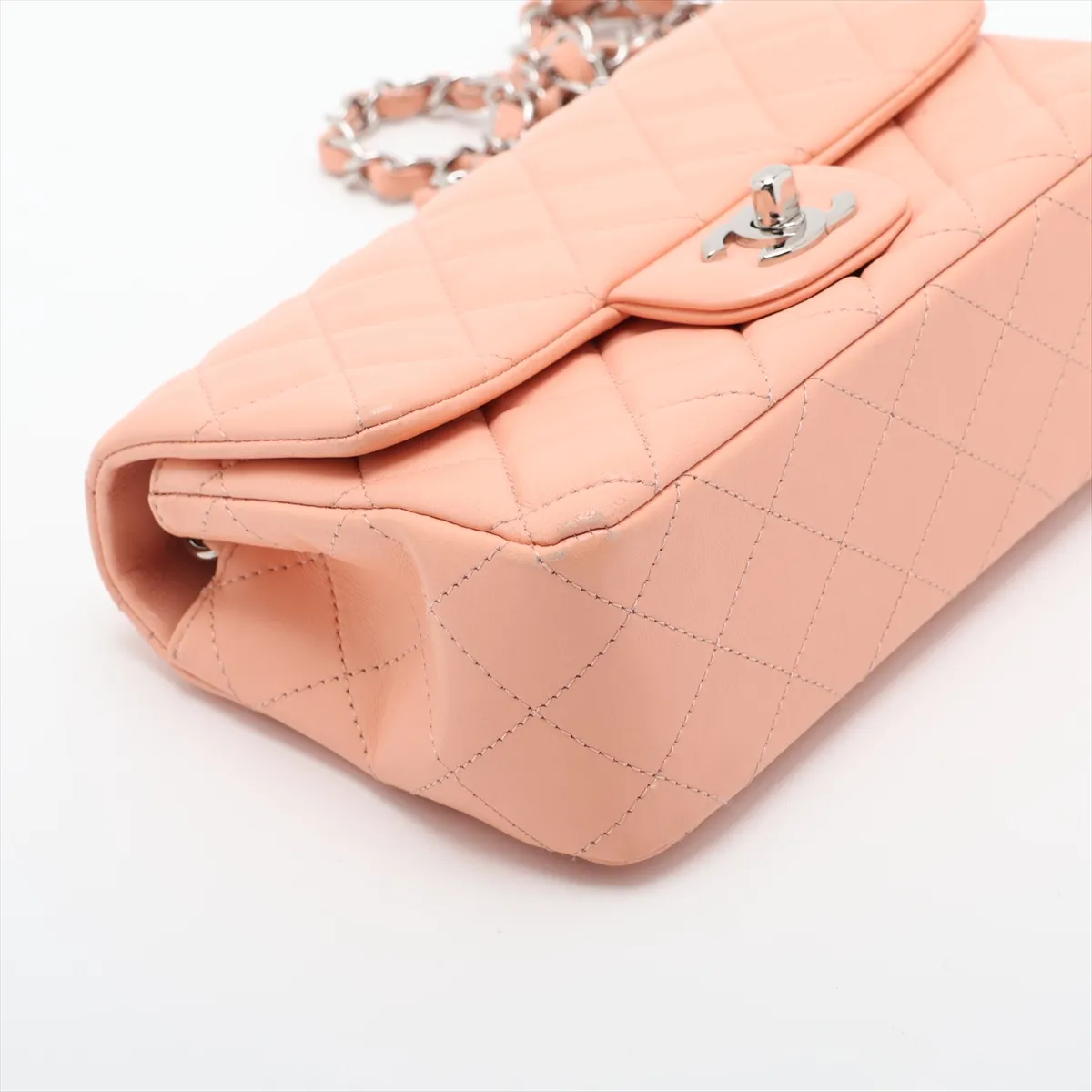 Mini Matelassé 20 Lambskin Single Flap Single Chain Bag, Pink Beige, Silver Hardware, 29432882, Serial Number 29-series, A69900 — view 4