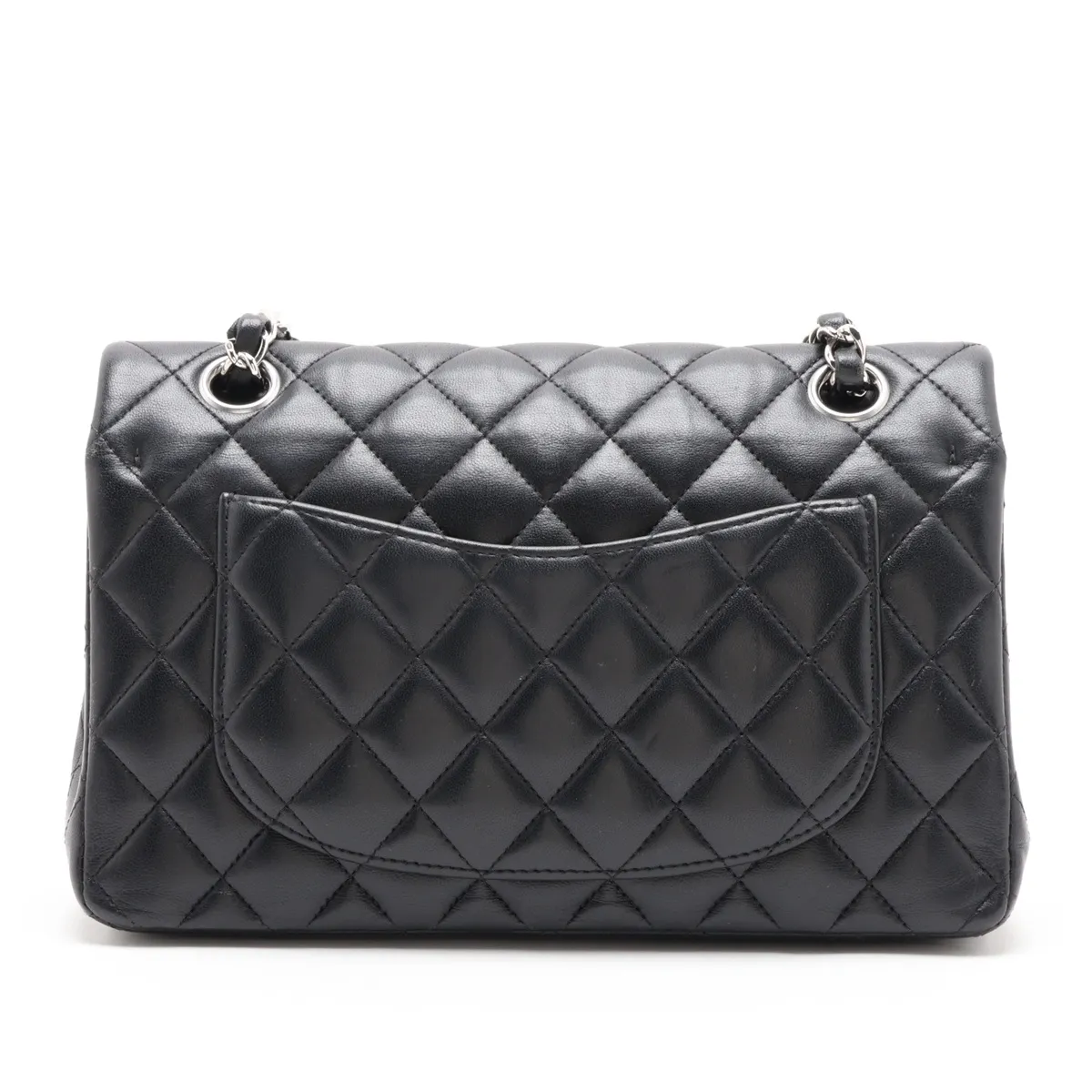 [Individually packaged] Chanel Matelassé 23 Small Lambskin Double Flap Double Chain Bag, Black with Silver Hardware, 28243299, Serial Number 28, A01113 — view 2