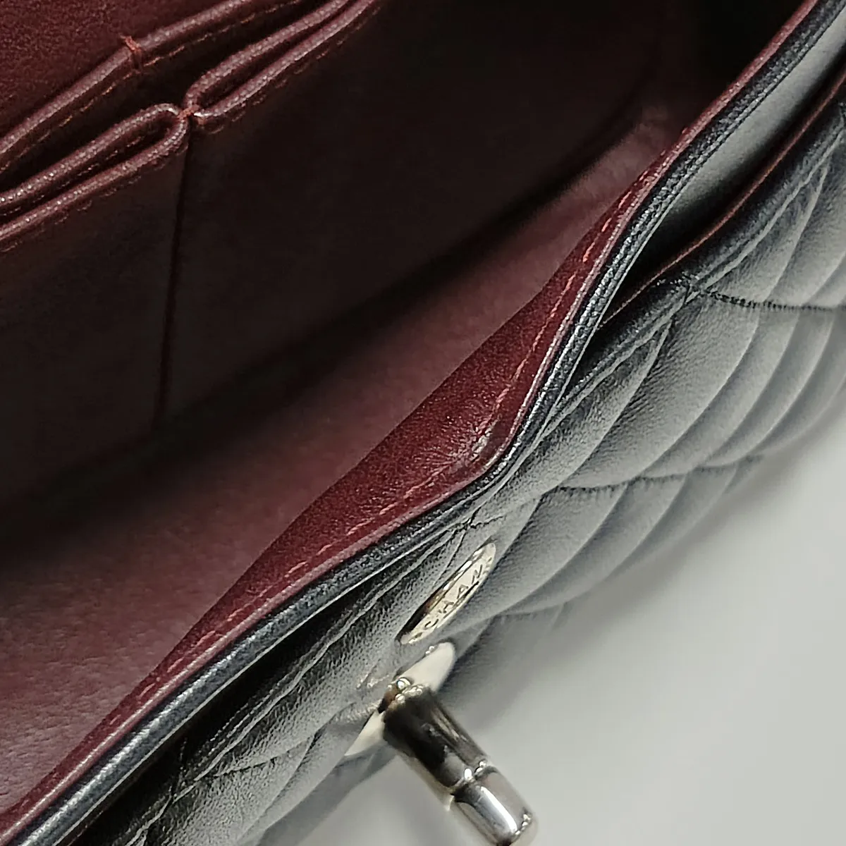 [Individually packaged] Chanel Matelassé 23 Small Lambskin Double Flap Double Chain Bag, Black with Silver Hardware, 28243299, Serial Number 28, A01113 — view 14