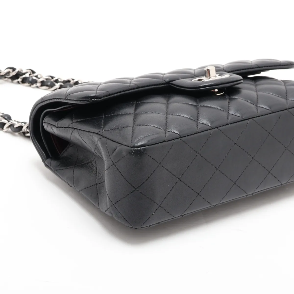 [Individually packaged] Chanel Matelassé 23 Small Lambskin Double Flap Double Chain Bag, Black with Silver Hardware, 28243299, Serial Number 28, A01113 — view 4