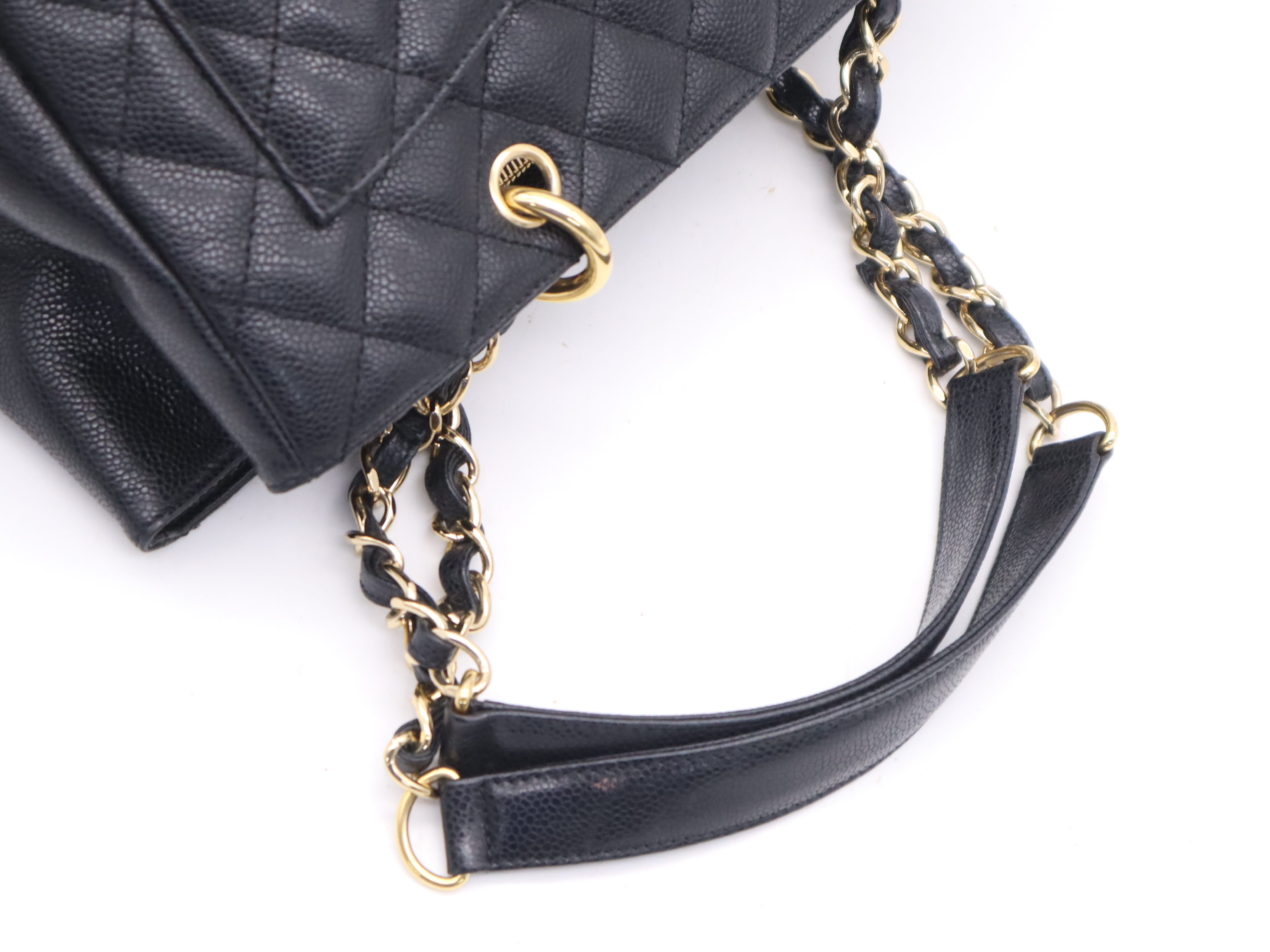 Caviar Skin Coco Mark Chain Handle Shoulder Bag Black Gold Hardware Seal 13151494 Shoulder Bag — view 6