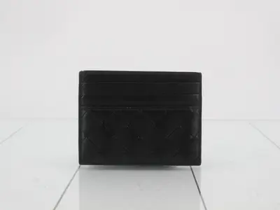 Medium Intrecciato Card Case, Leather, Black