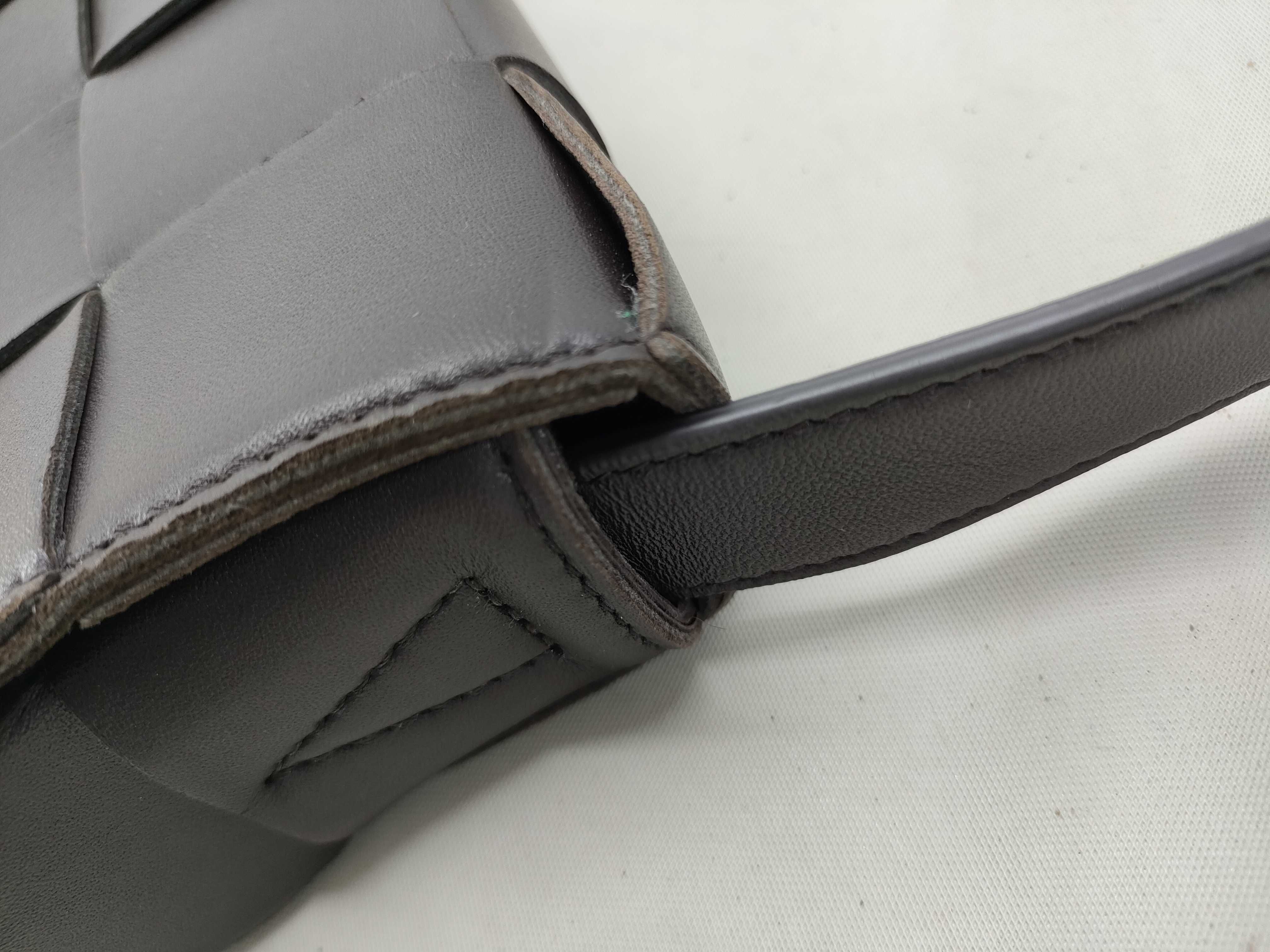 Maxi Intrecciato Cassette Leather Shoulder Bag, Brown — view 7