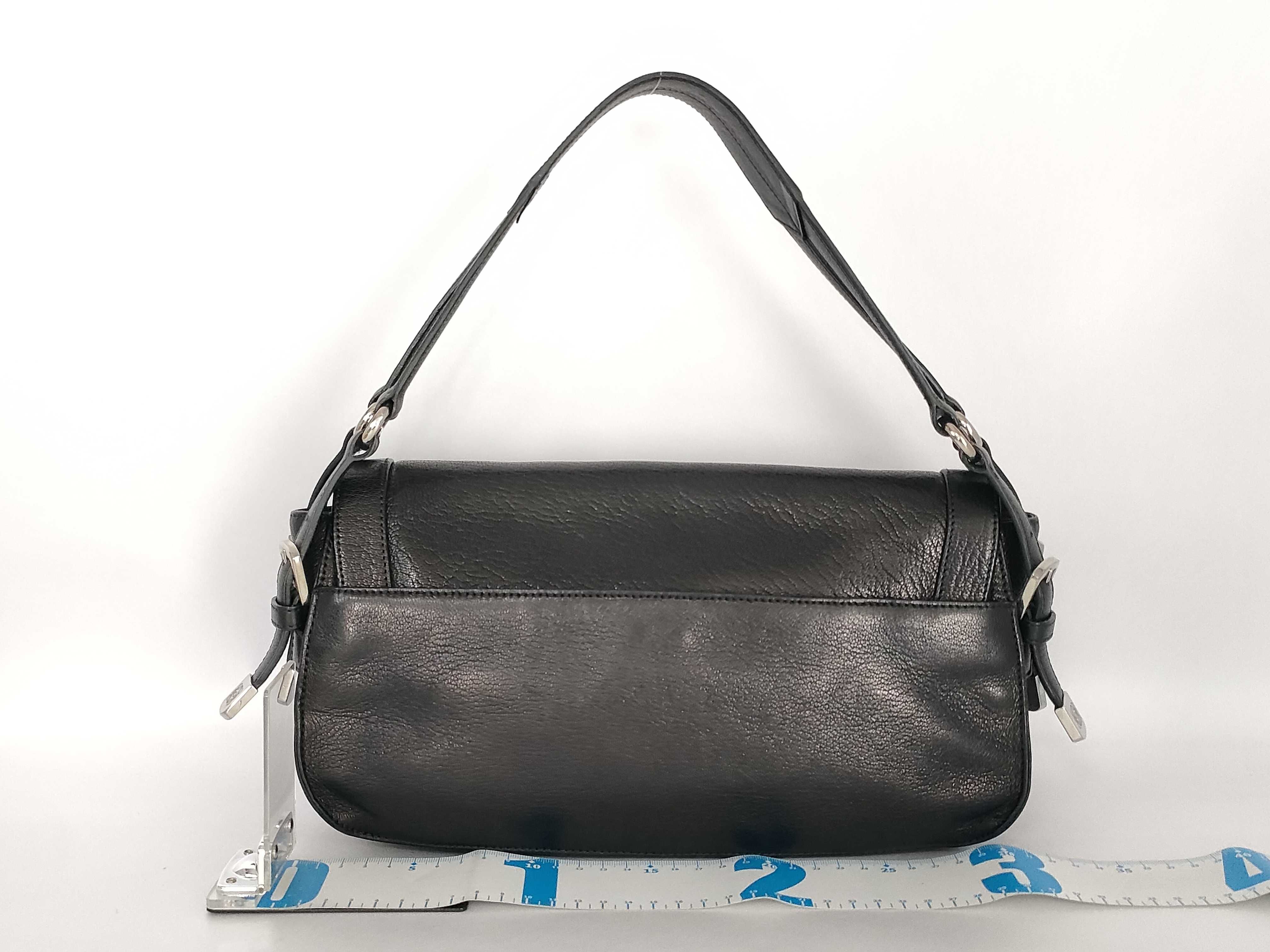 Anagram Studded Black Leather Shoulder Bag — view 2