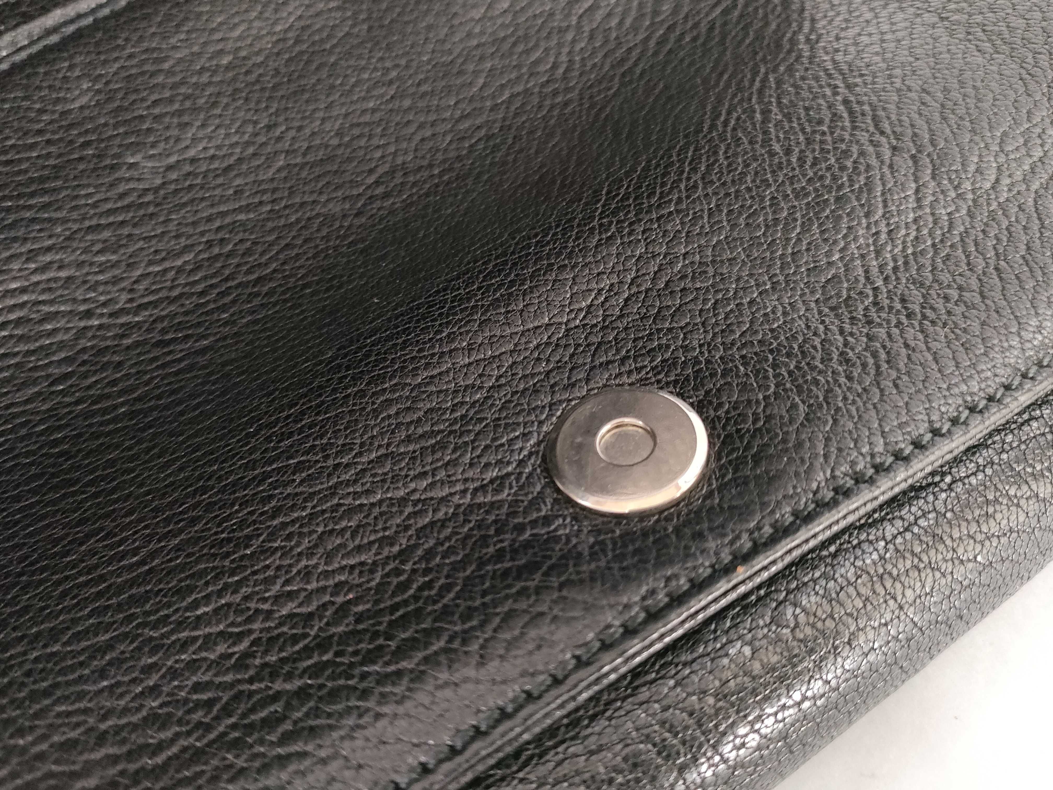 Anagram Studded Black Leather Shoulder Bag — view 14