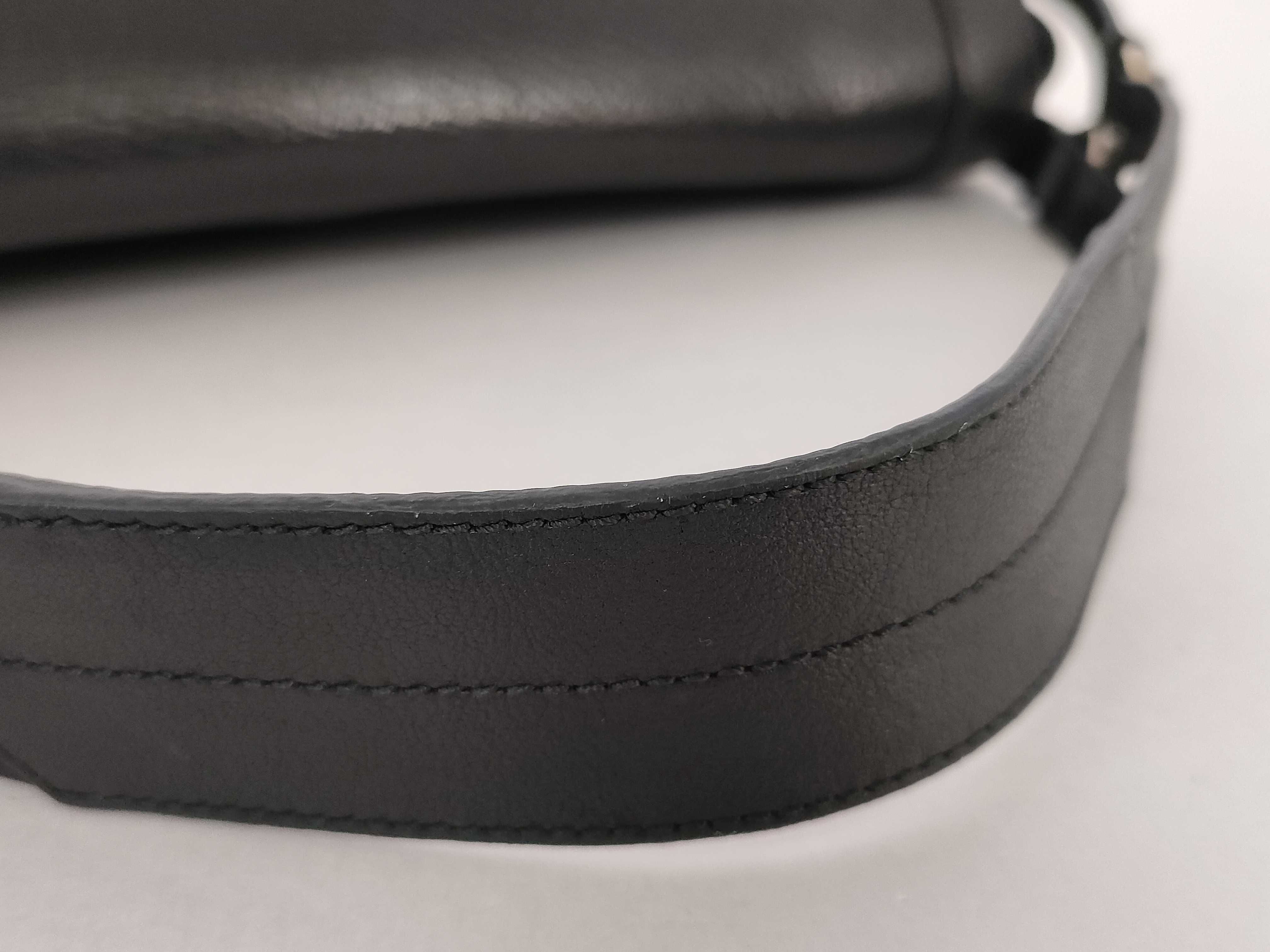 Anagram Studded Black Leather Shoulder Bag — view 4