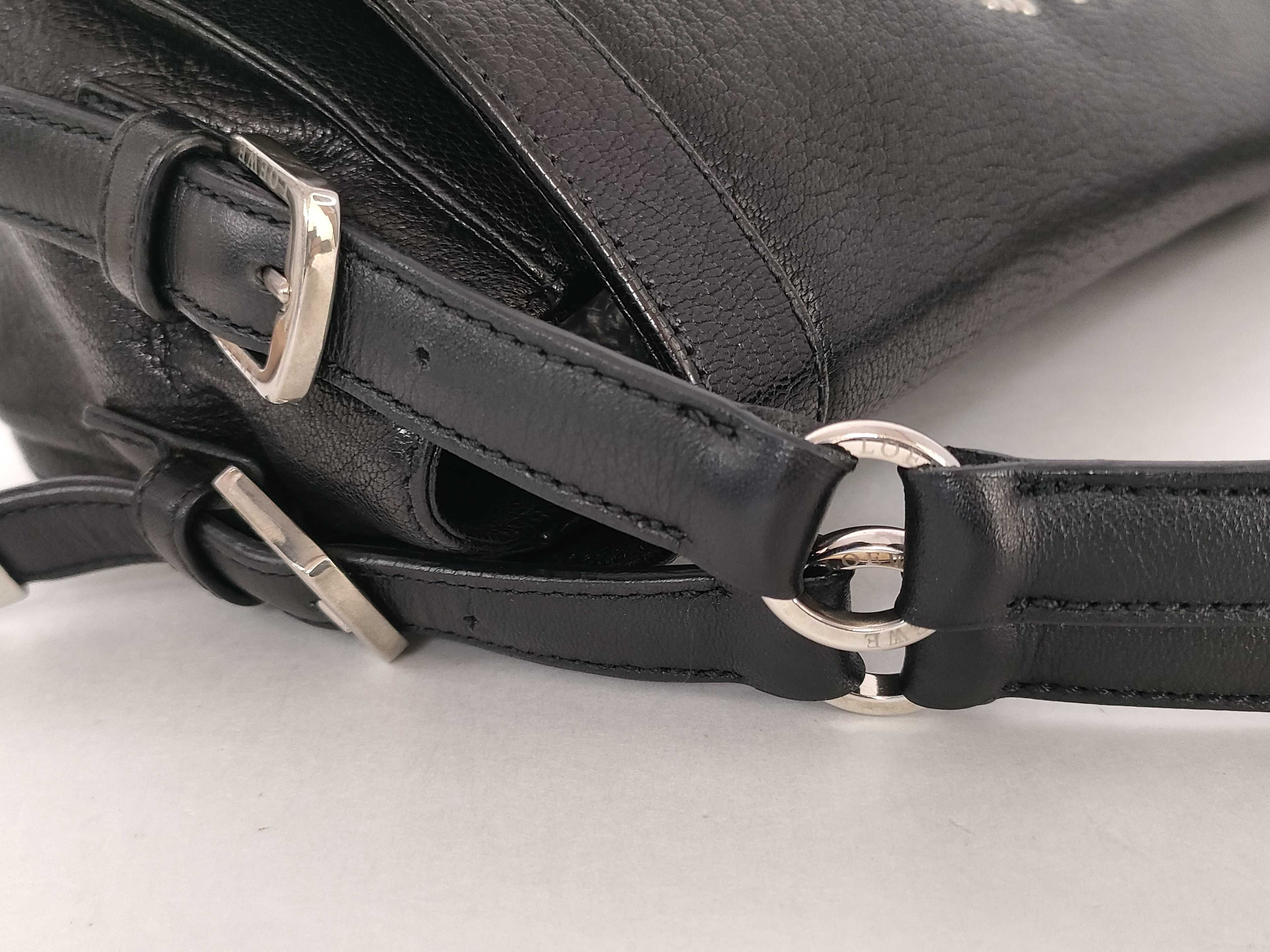 Anagram Studded Black Leather Shoulder Bag — view 5