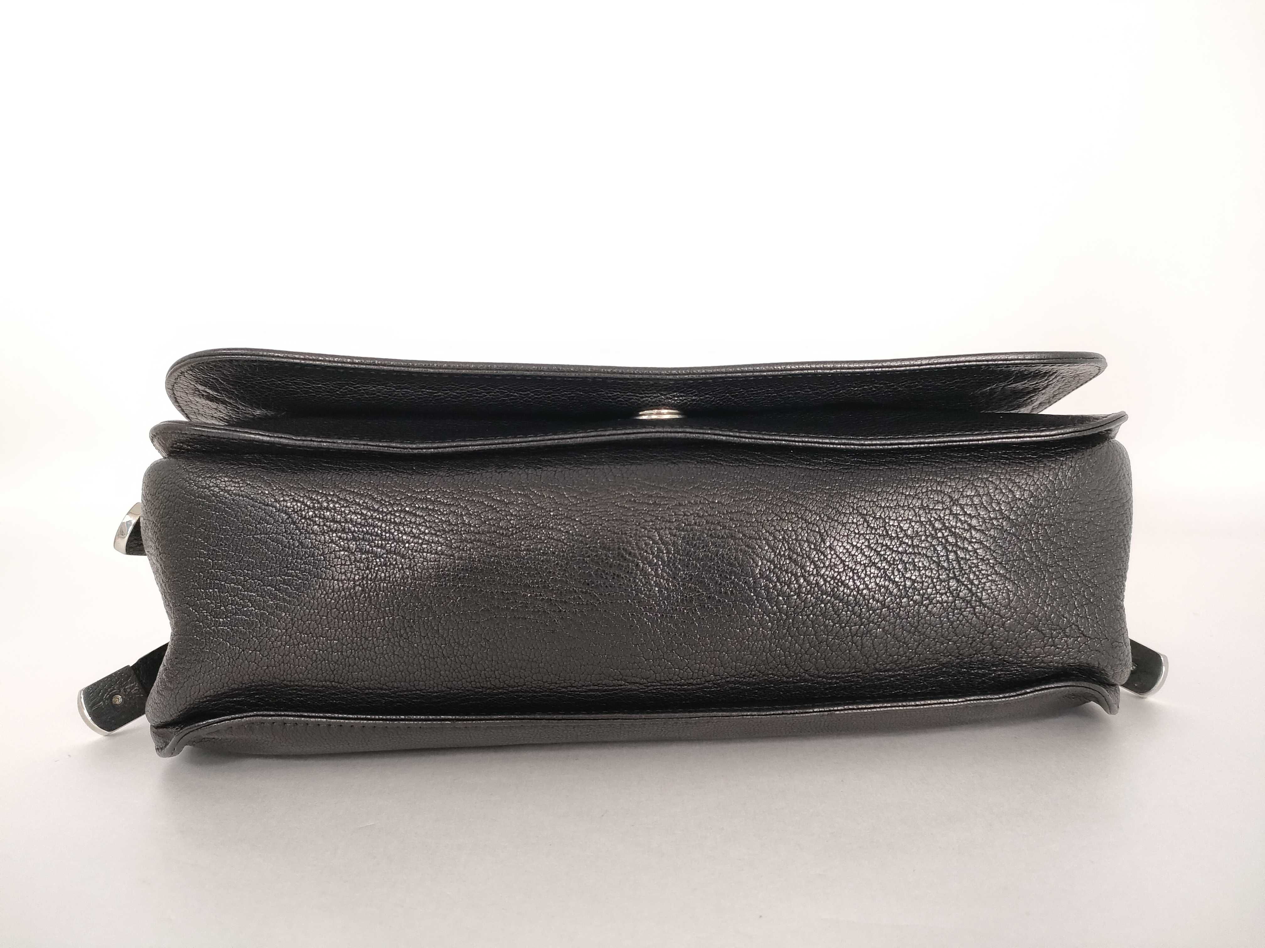 Anagram Studded Black Leather Shoulder Bag — view 7