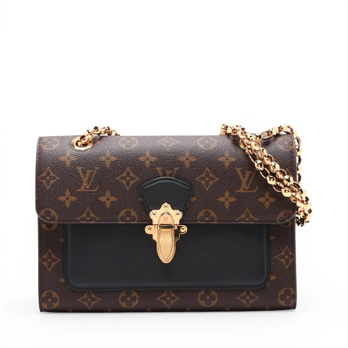 Monogram x Leather Victoire M41730 AH2187 Brown x Black (RFID detected)