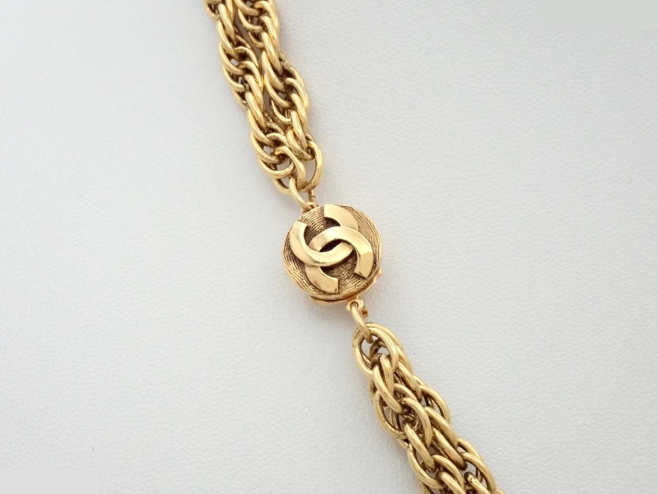 Coco Mark Necklace with Engraved Plate, Gold, Chain Approx. 42cm — view 2