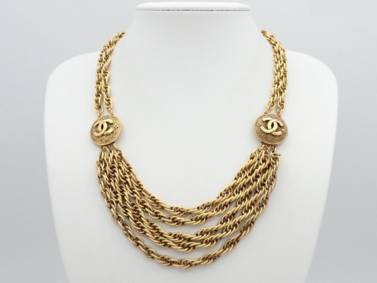 Coco Mark Necklace with Engraved Plate, Gold, Chain Approx. 42cm — view 3