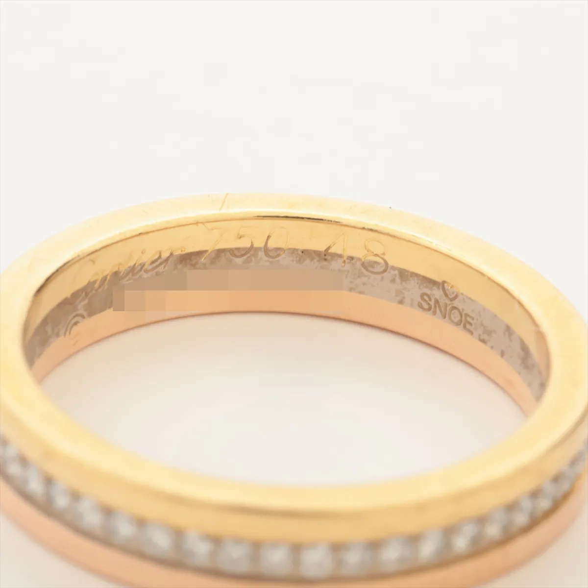 Vendome Louis Cartier Three Color Diamond Ring 750(YG×PG×WG) 4.0g 48 Name OO0330 Inside — view 3