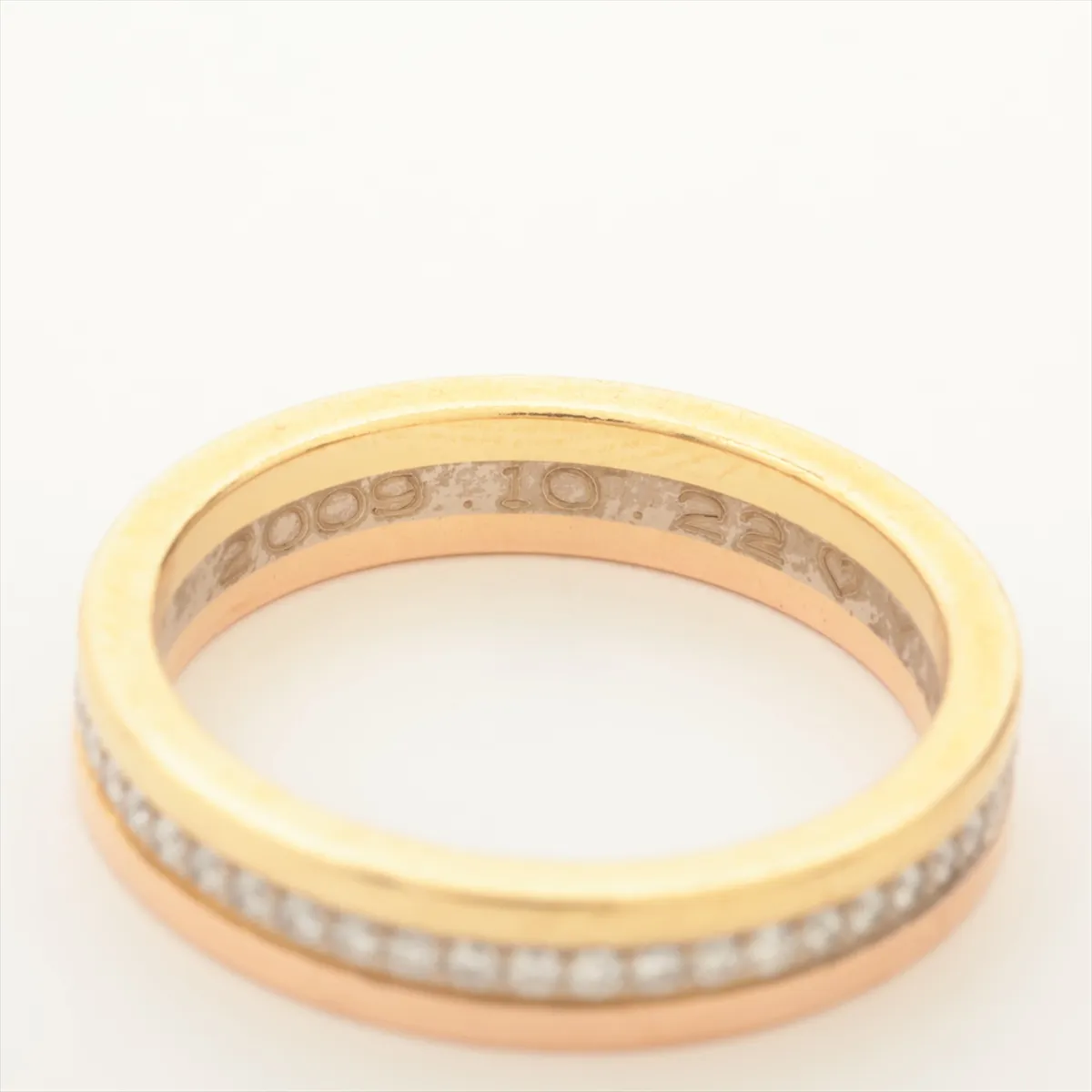 Vendome Louis Cartier Three Color Diamond Ring 750(YG×PG×WG) 4.0g 48 Name OO0330 Inside — view 4