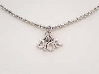 Logo silver necklace, chain approximately 42cm