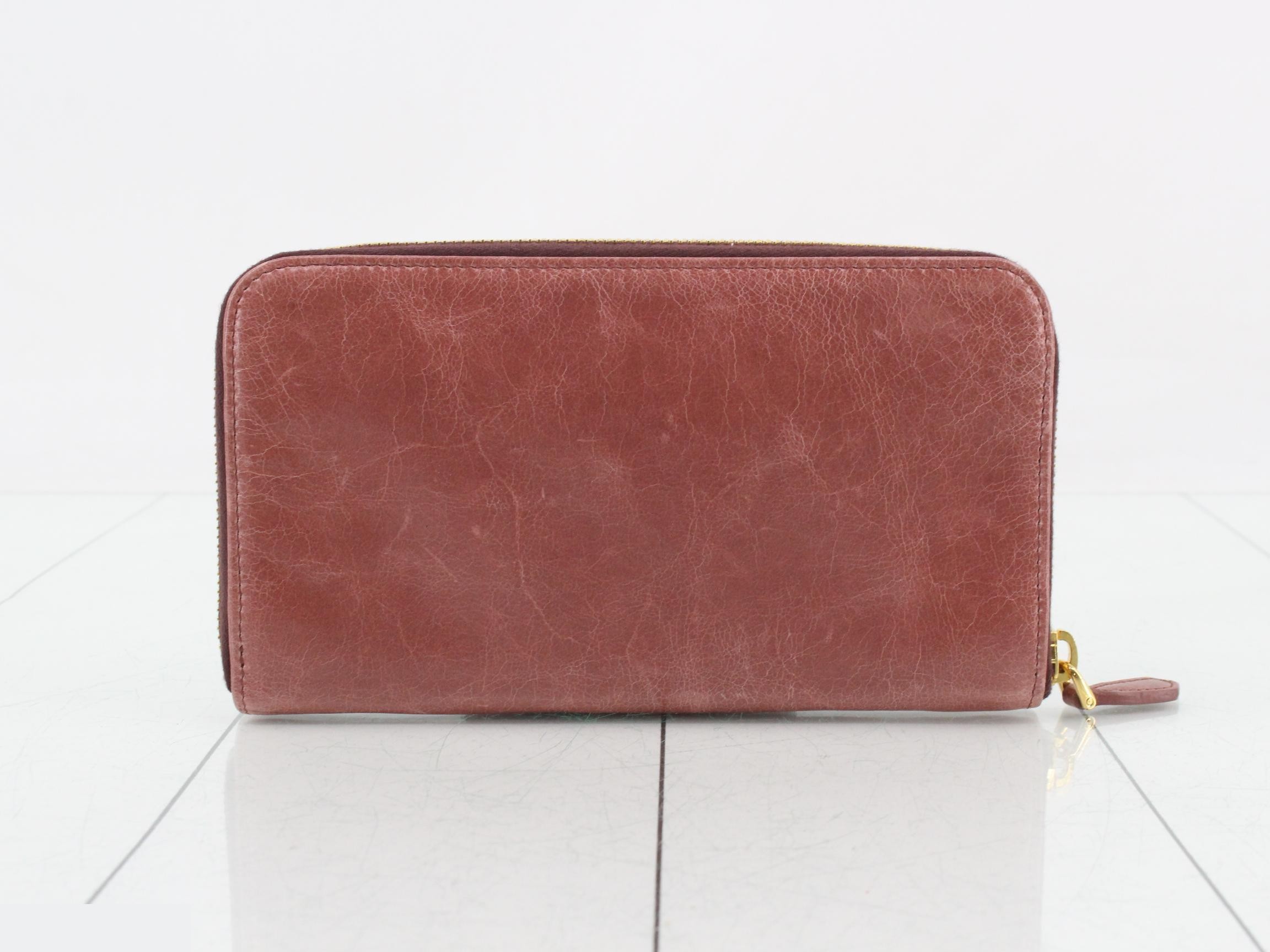 long wallet, pink leather, round zipper. — view 2