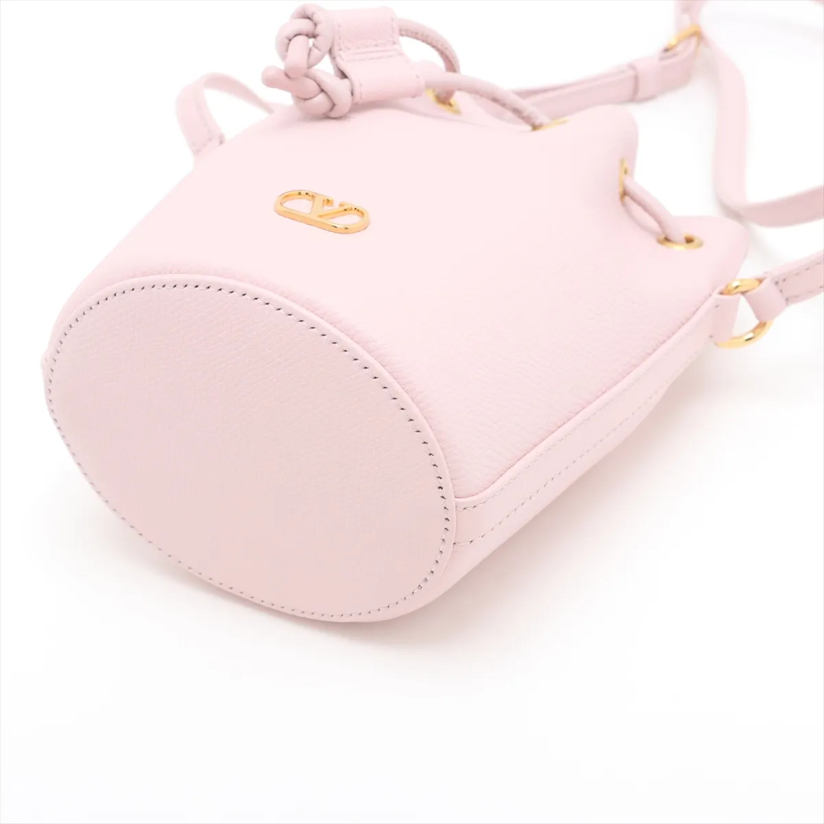 V-logo leather shoulder bag, pink — view 3