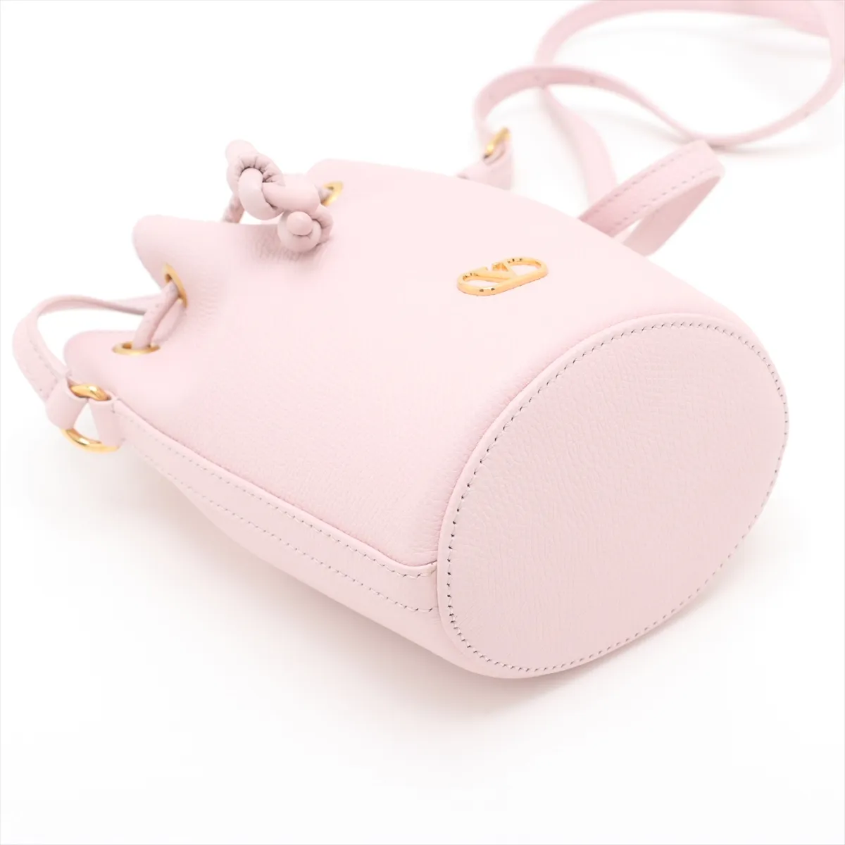 V-logo leather shoulder bag, pink — view 4