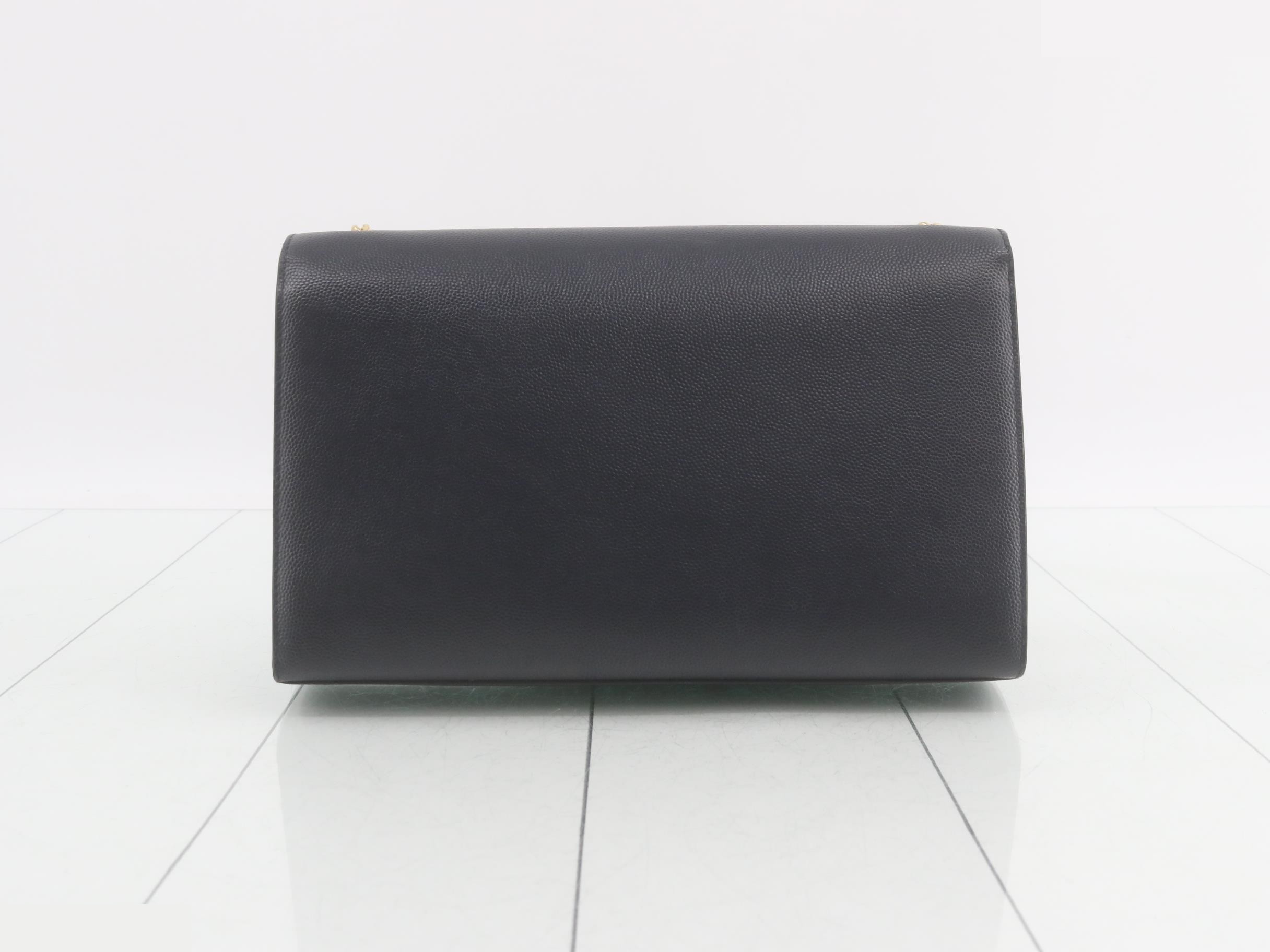 Paris Kate Chain Shoulder Bag, Leather, Navy — view 2