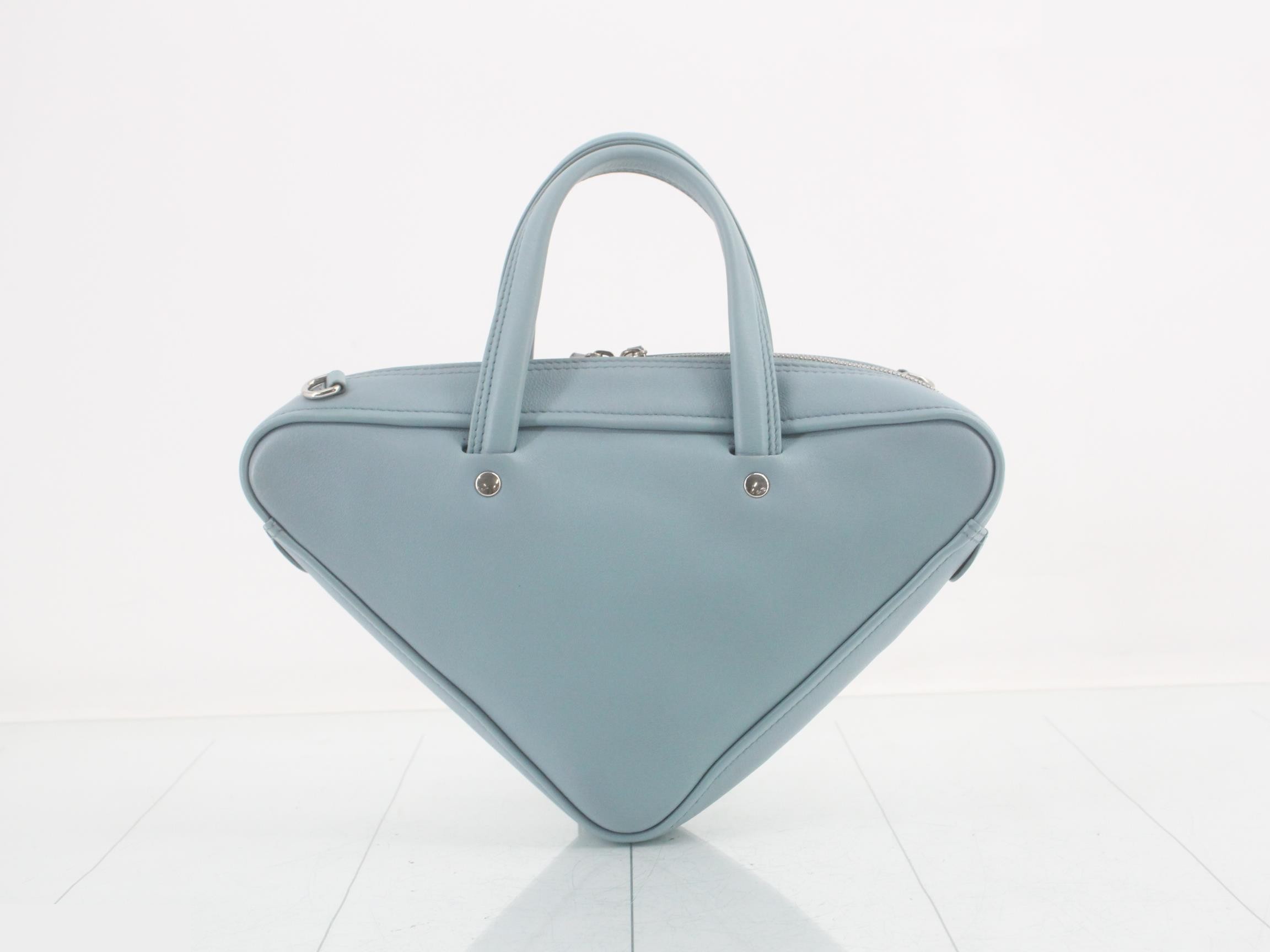 Triangle leather 2WAY handbag blue — view 2