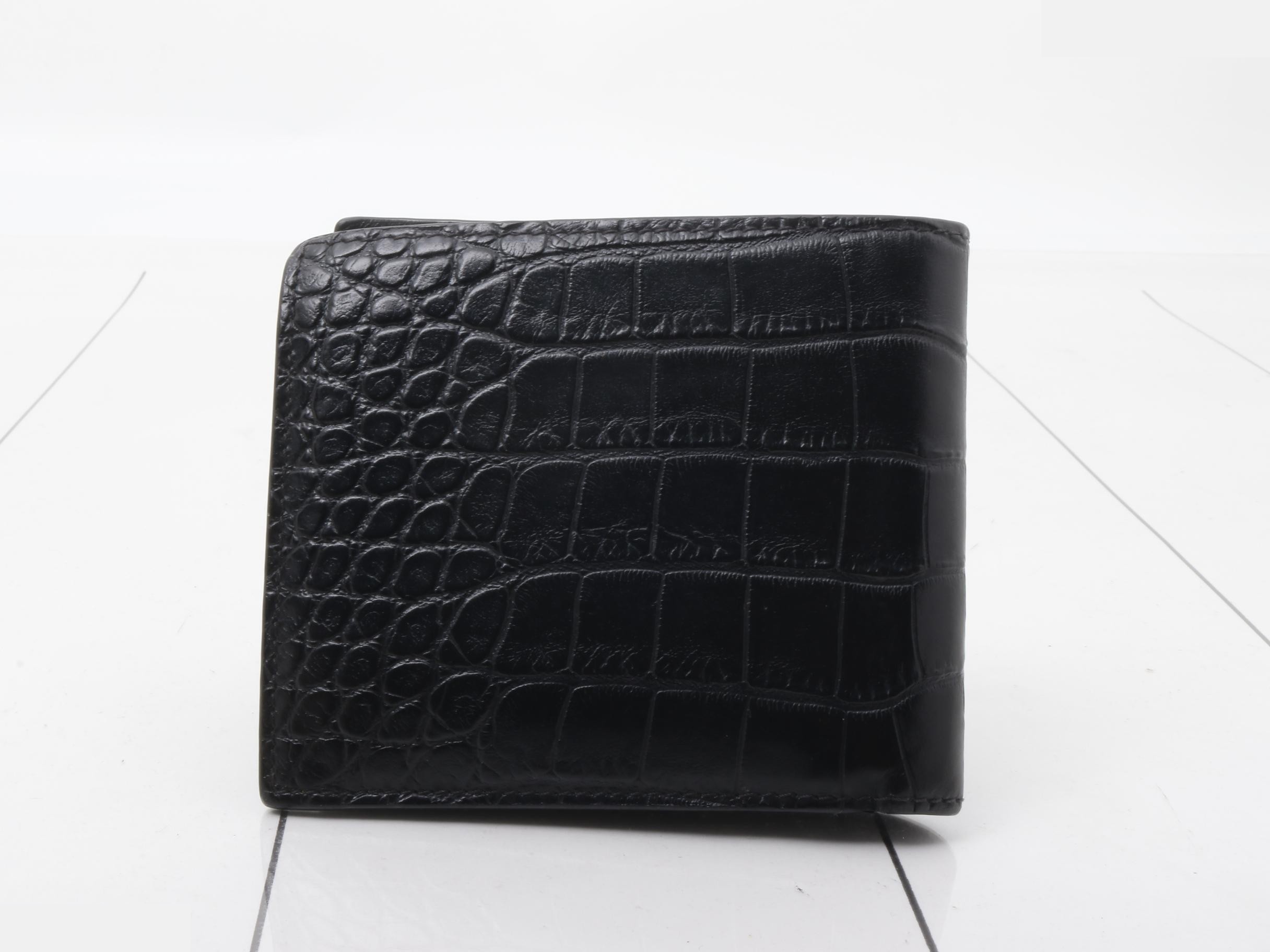 Bi-fold wallet, black, embossed leather — view 2