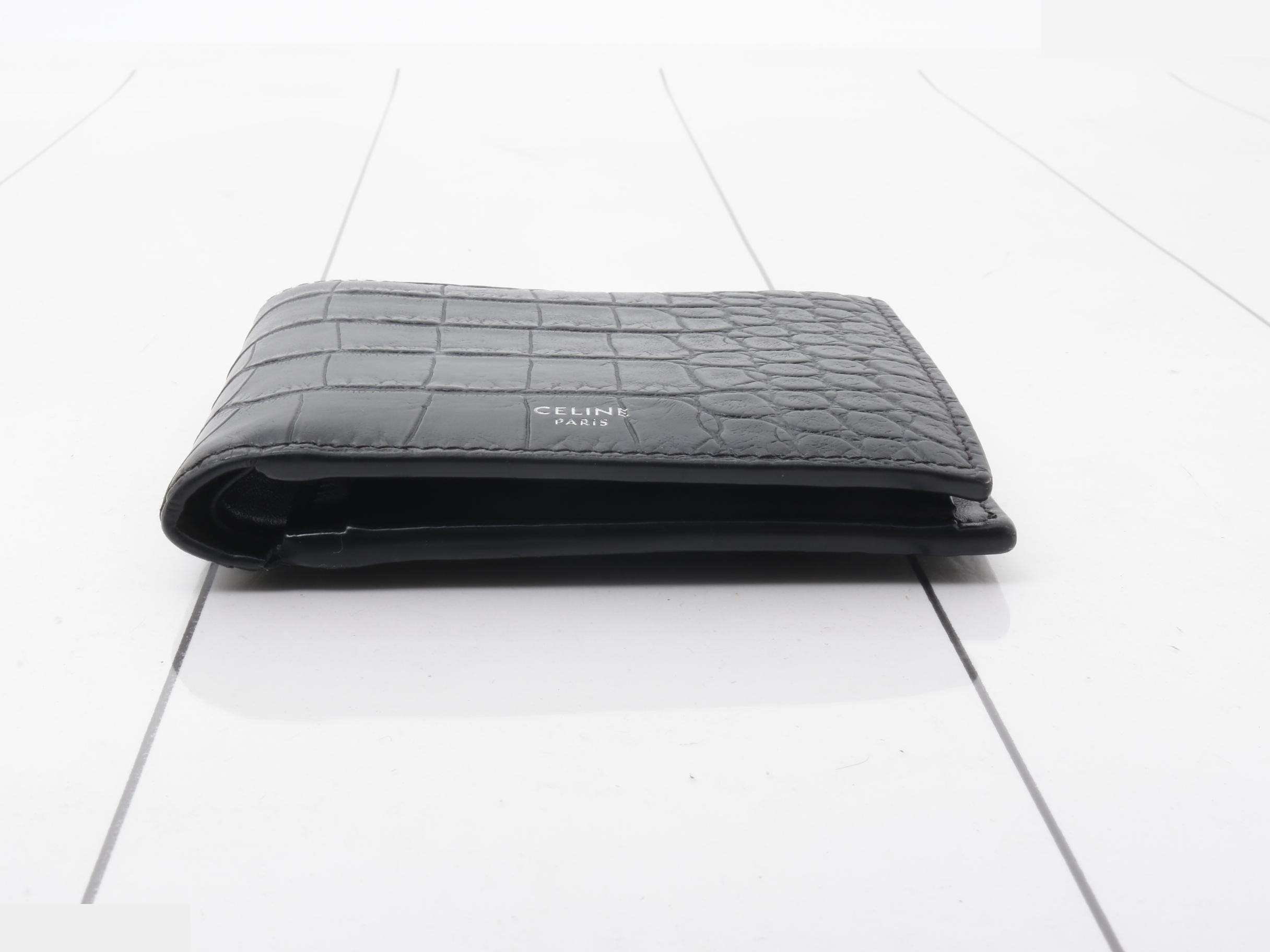 Bi-fold wallet, black, embossed leather — view 3