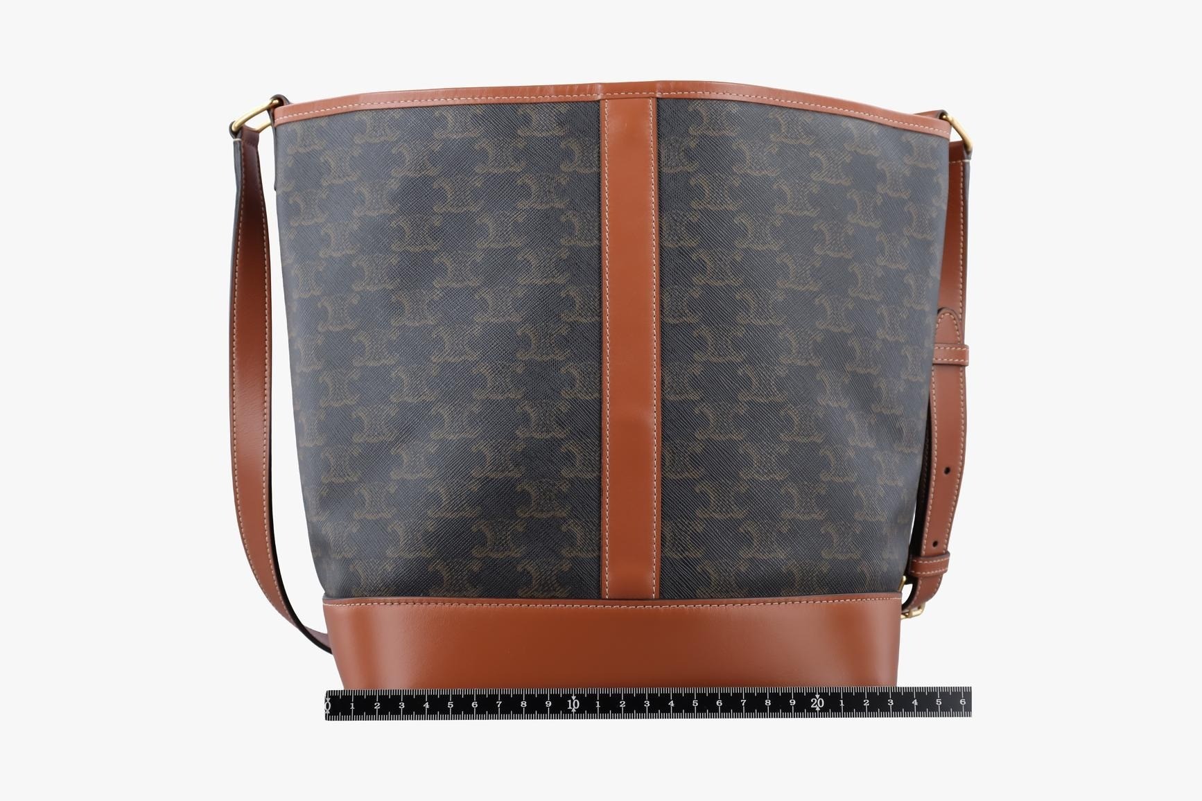 Small Bucket Bag, PVC Coated Canvas x Leather, Brown — view 2