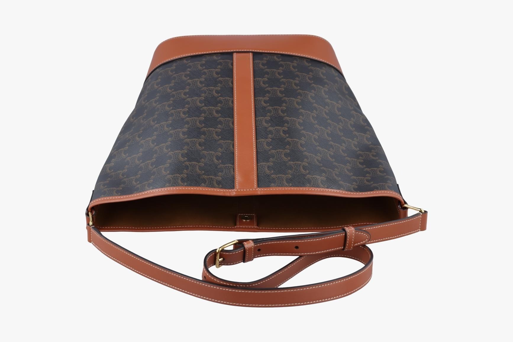 Small Bucket Bag, PVC Coated Canvas x Leather, Brown — view 5