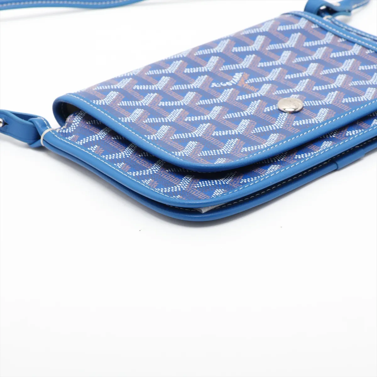 Plume Pouch Wallet PVC x Leather Shoulder Bag Blue — view 4