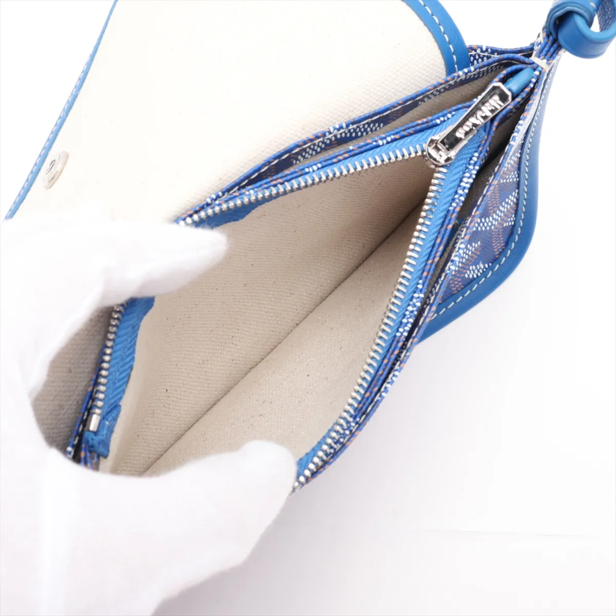 Plume Pouch Wallet PVC x Leather Shoulder Bag Blue — view 8